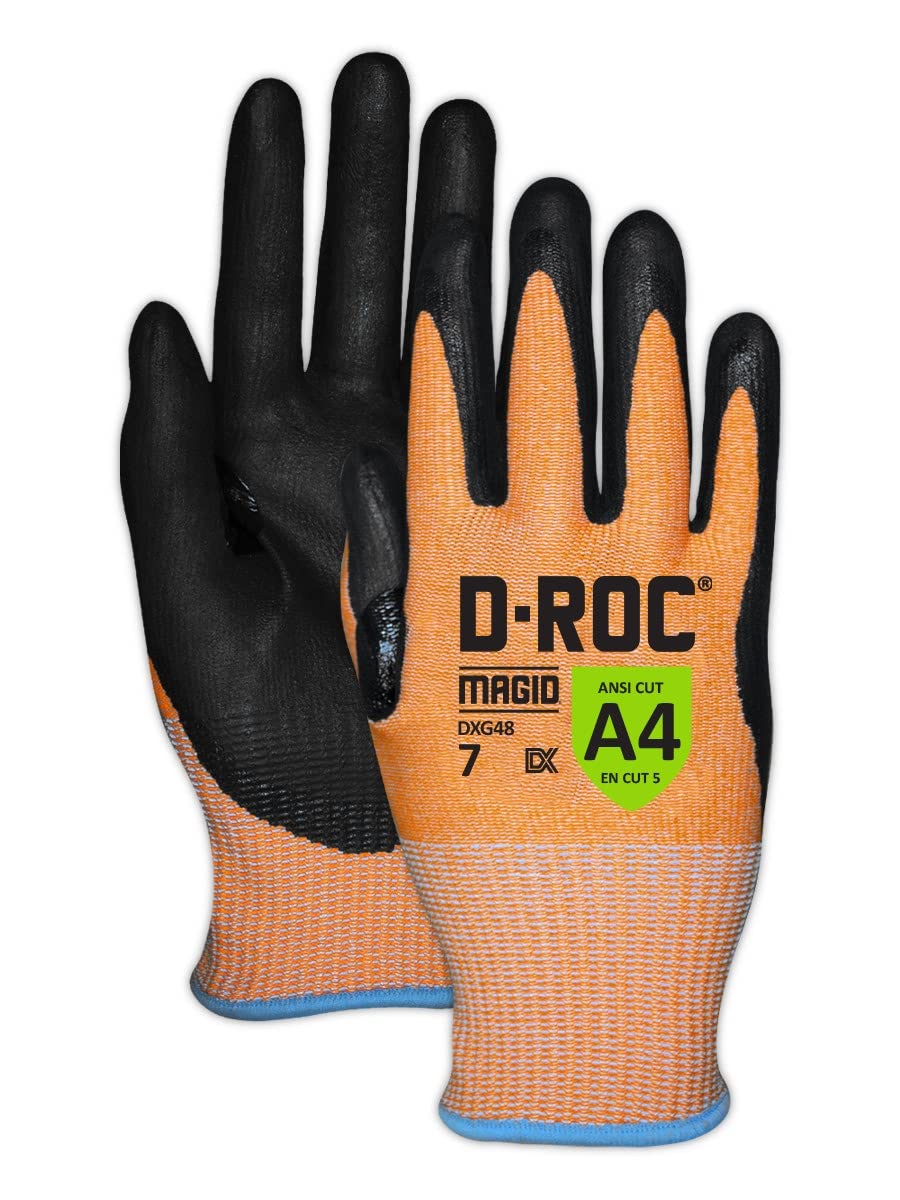 MAGID D-ROC ANSI A4 Oil & Liquid Absorbing TriTek Work Gloves, 12 Pairs, Size 8/Medium (DXG48)