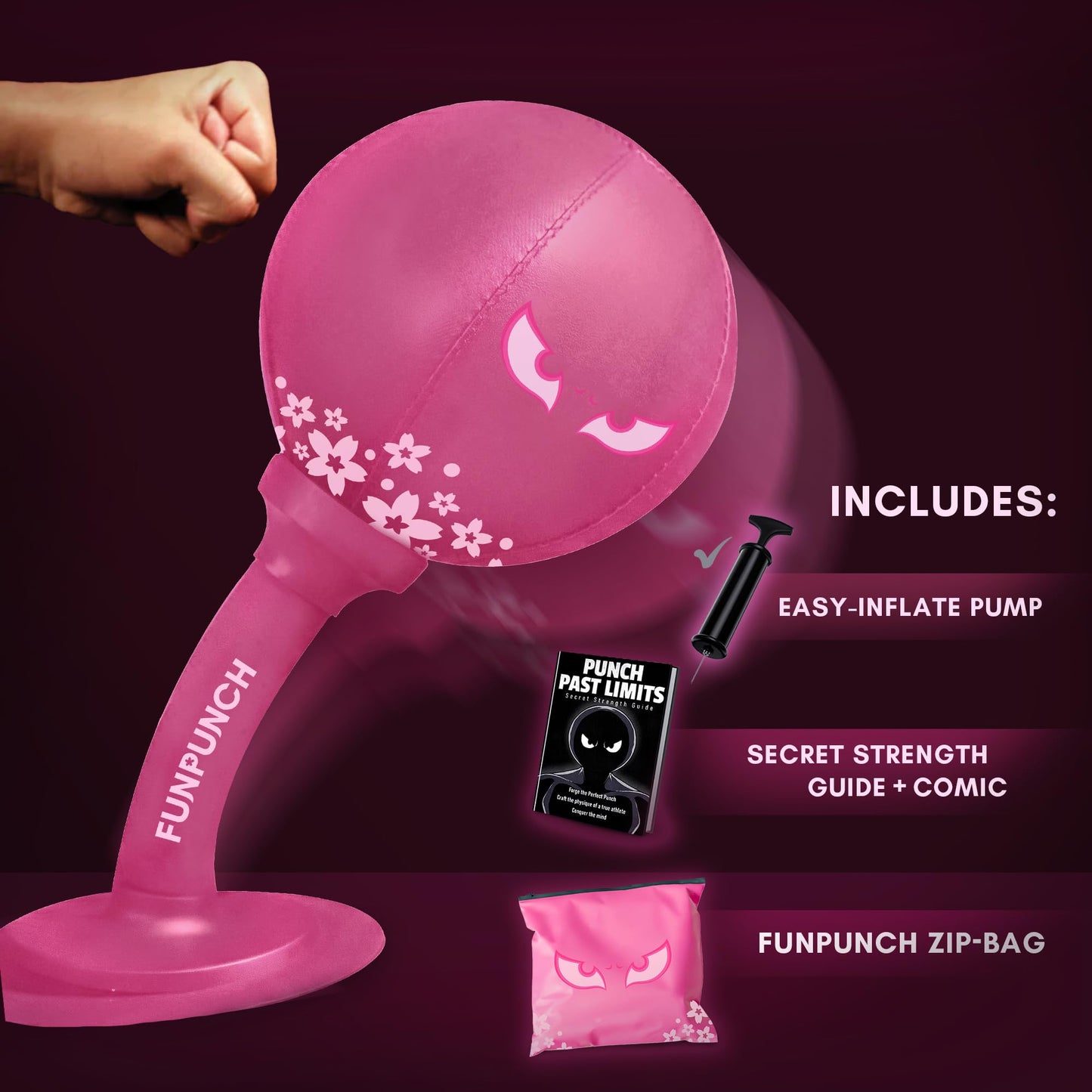 FunPunch Bundle with Desk Punching Bag for Adults and Boxing Bag for Kids