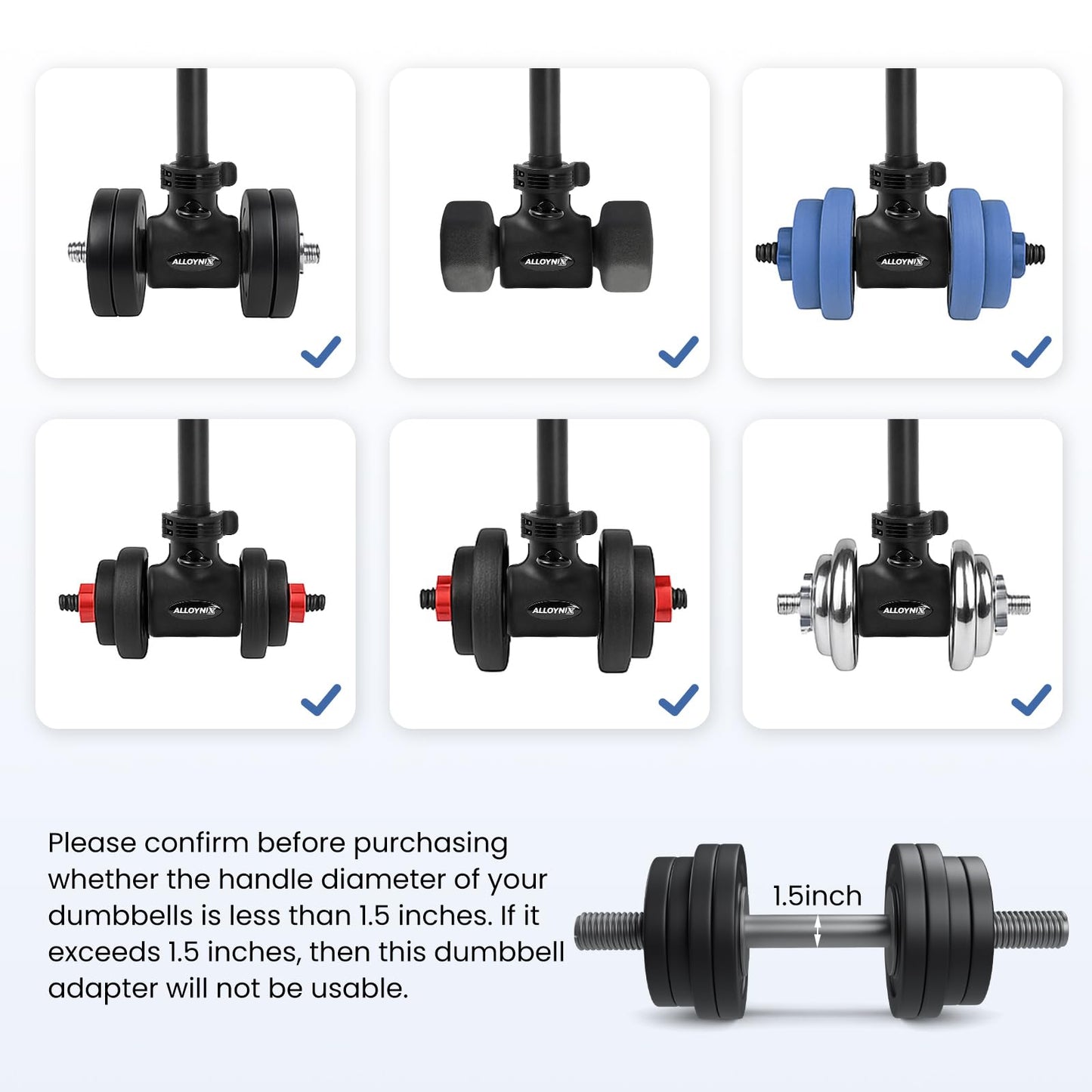 ALLOYNIX Dumbbell to Barbell Converter 2.0 – Transform Dumbbells into Barbell Set for Home Gym, Adjustable Weight Bar with Anti-Slip Foam Grip, Steel Clamp & 200LB Max Capacity, Compatible with Standard Dumbbells
