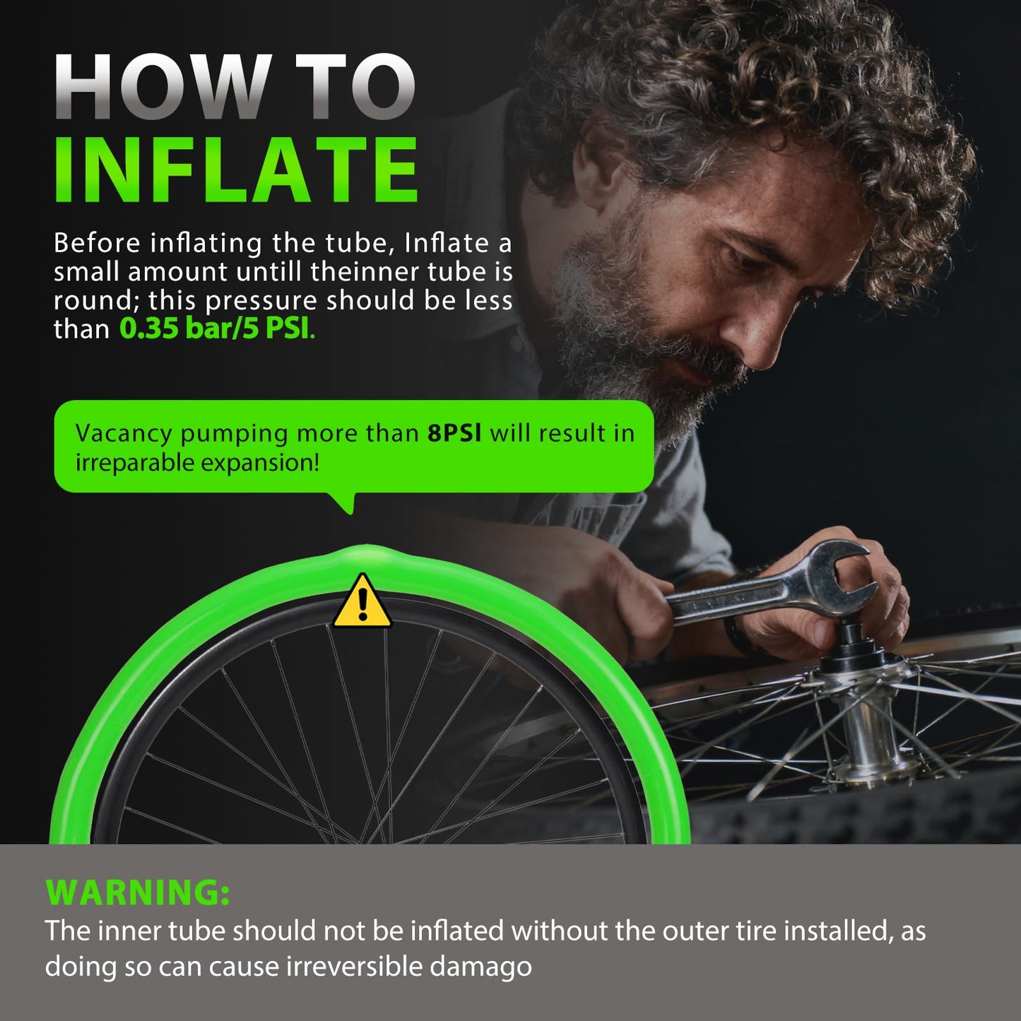 WHEELO 2-Pack TPU Inner Tube, 700C x 18-32C Road Bike Tube, 65mm Presta Valve Light Bicycle Tube, Strong & Compact | Rim & Disc Brake Compatibility-Green