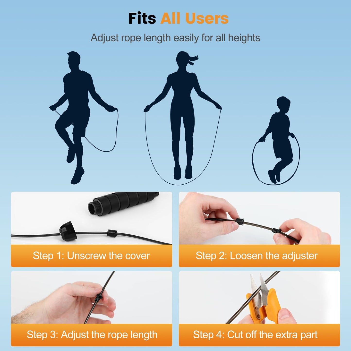 Jump Rope – Tangle-Free High-Speed Skipping Rope with Ball Bearings for Men, Women & Kids, Adjustable Steel Wire Rope with Ergonomic Foam Handles, Exercise Equipment for Home Gym, Fitness & Slim Body