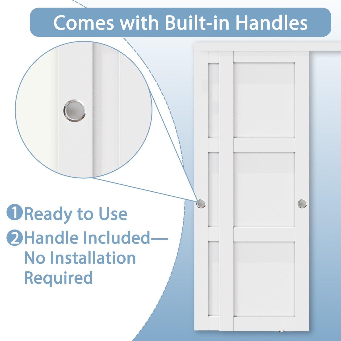 Paintable Sliding Closet Doors, 72" x 80" Bypass Slidng Door Panels with Hardware Kit, 5-Lite Panle Door Slab Shaker for Bedroom/Closet/Barn - Assemble Required