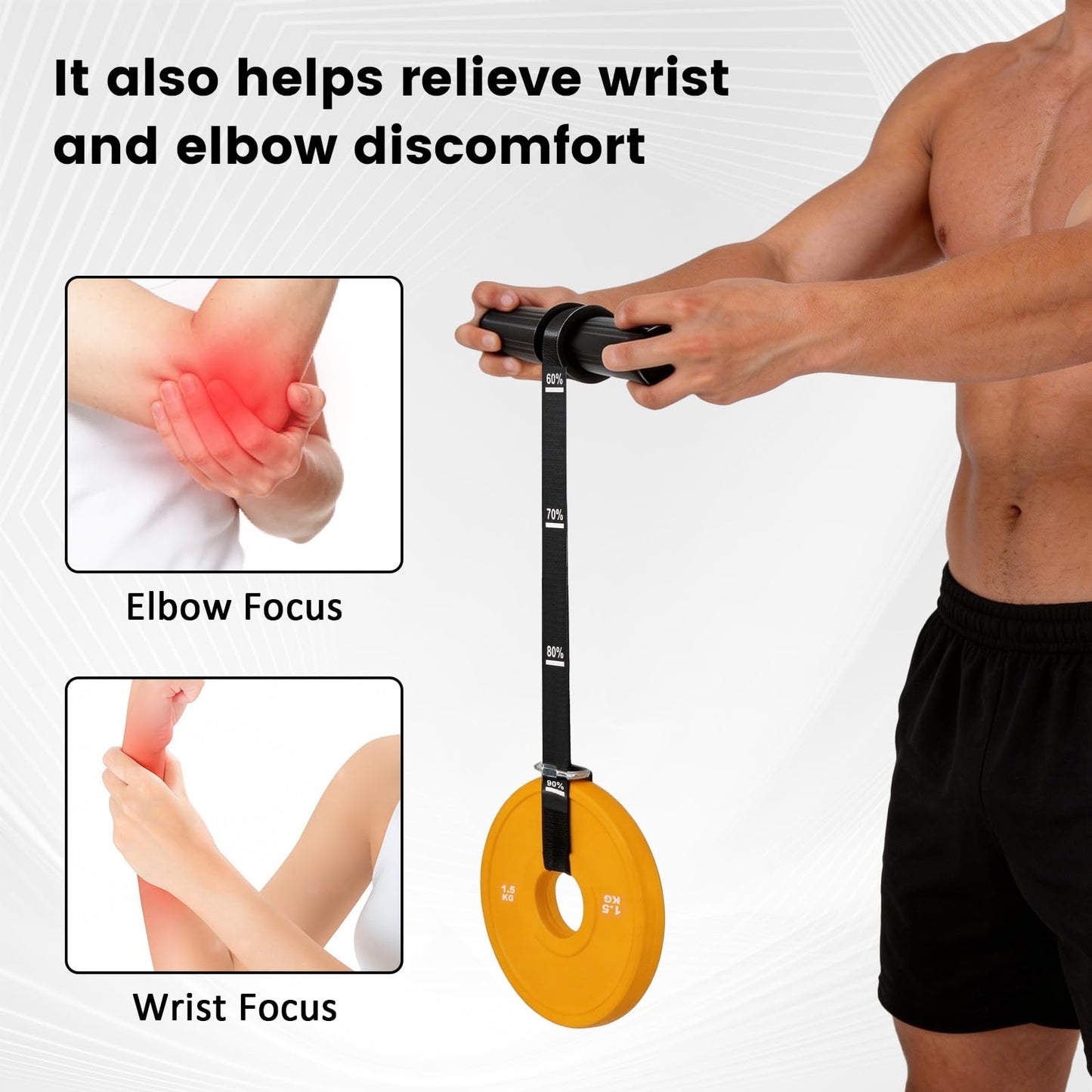 LIZAAL Forearm Strengthener & Wrist Roller，Forearm Exerciser with Thicker Silicone Handle, Forearm Trainer with Heavy-Duty Nylon Strap, Ideal for Muscle building,Grip Strength and Recovery Training - Black