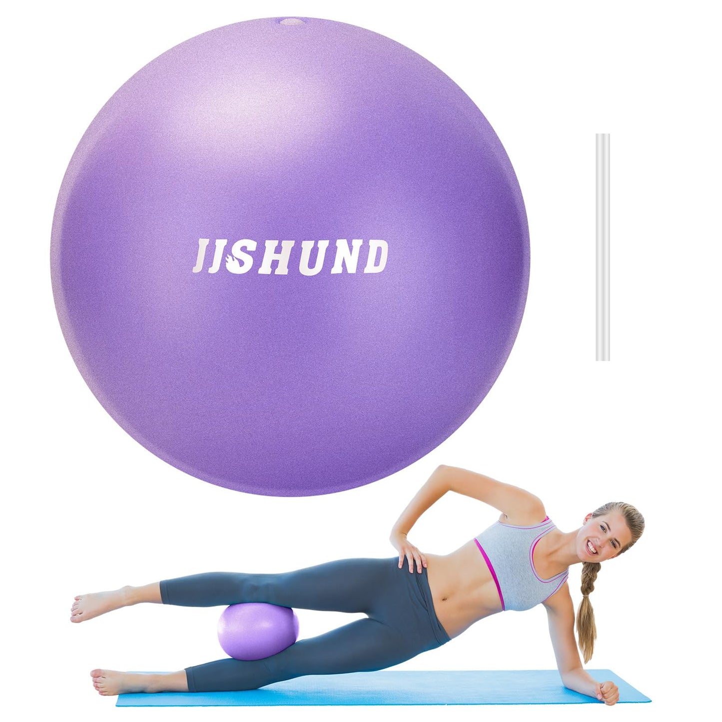 jjshund Pilates Ball, 9,8 Inch Small Exercise Mini Soft Workout Yoga Ball with Exercise Guide, for Home Gym Yoga, Pilates, Core Training, Workout, Balance, Stability