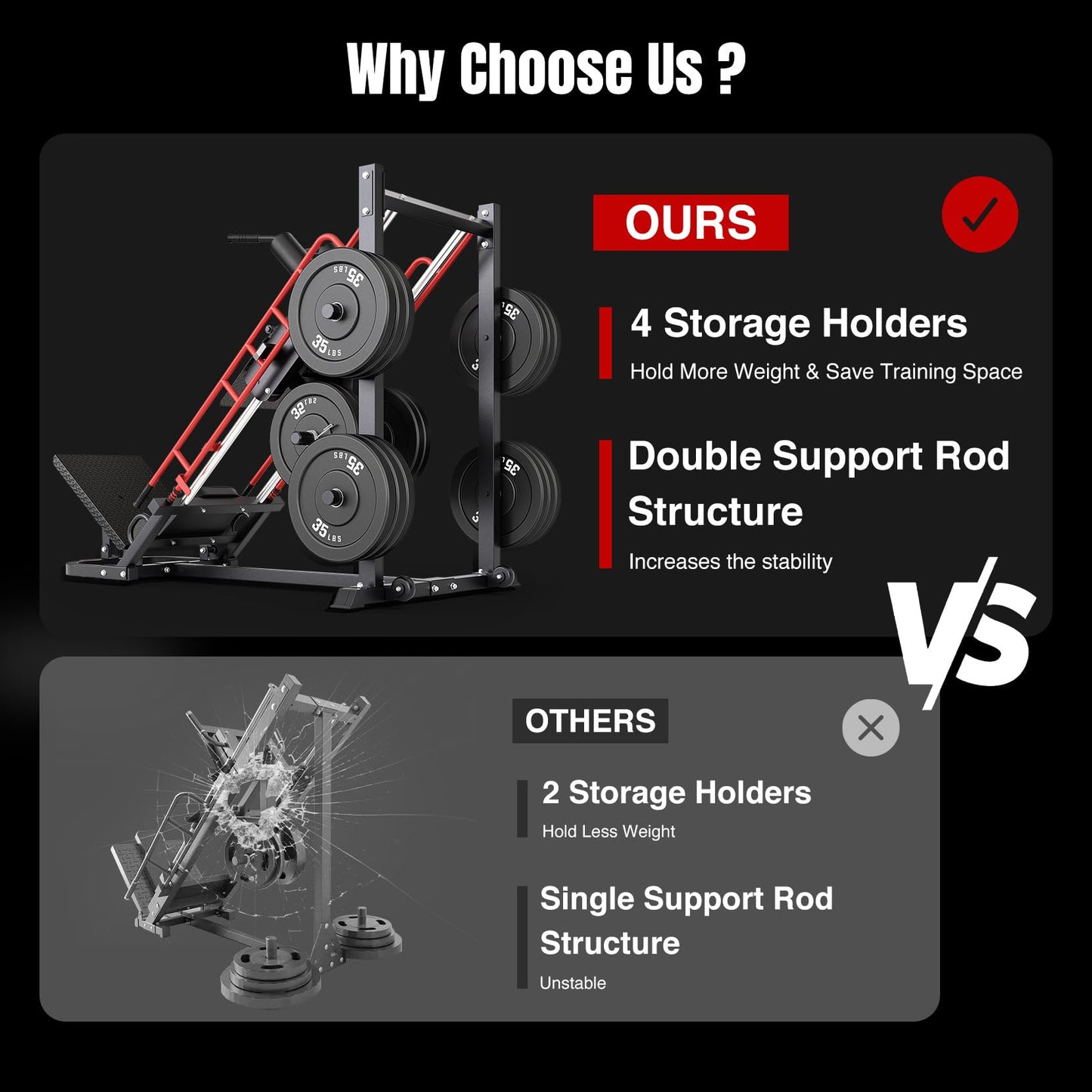 Dripex Leg Press Machine, Hack Squat Machine, Professional Leg Press Machines for Home Gym with 4 Weight Plate Storage Holders, Transport Wheels for Full Lower Body Workout-Weight Plates Not Included