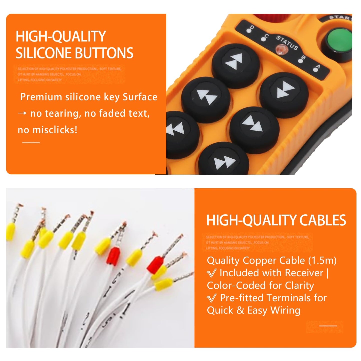 TEELODANE Q606 24V/110V/220V Industrial Wireless Remote Control 6 Button Dual Speed, IP65 Waterproof, Reinforced Nylon Housing, Heavy Duty Radio Controller for Crane Hoist Lift Winch (AC/DC 24-264V)