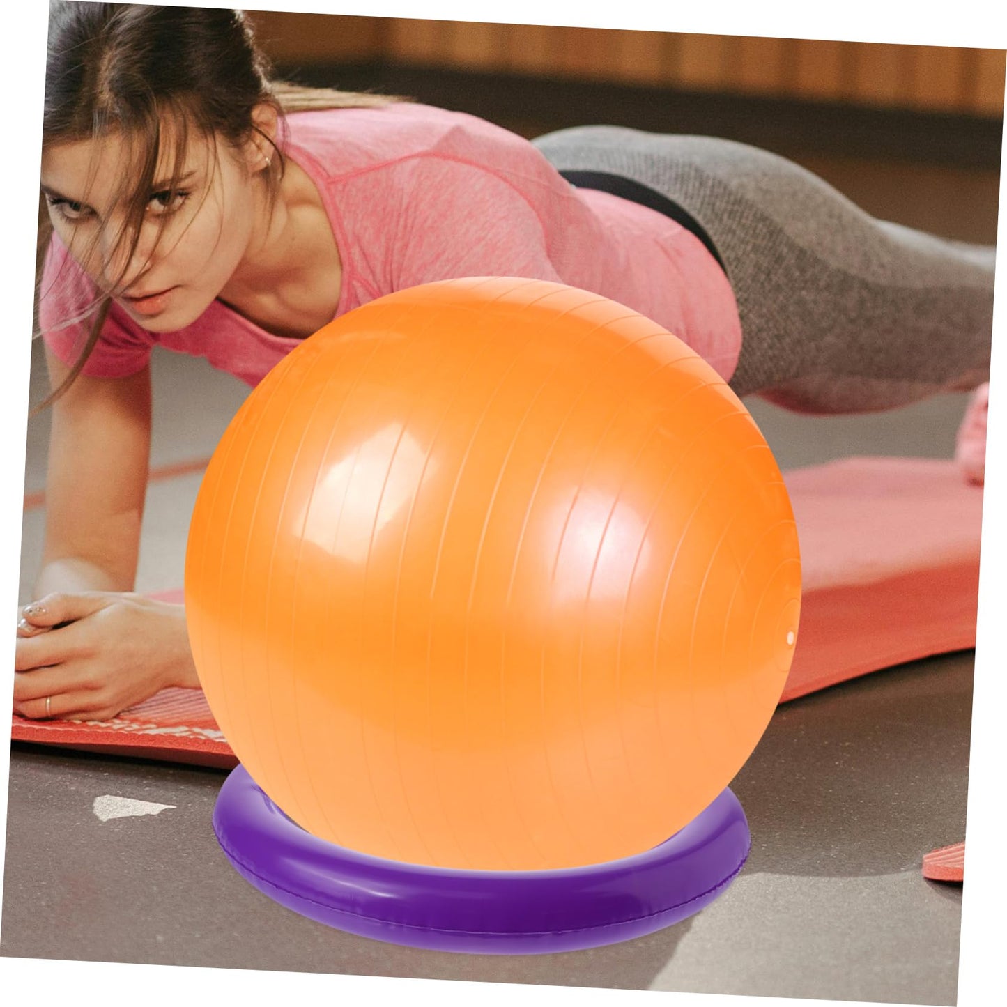 Toyvian Inflatable Yoga Ball Base with Fixed Ring 16.53In Round Stable Holder for Exercise Fitness Training Slip Resistant Support Stand