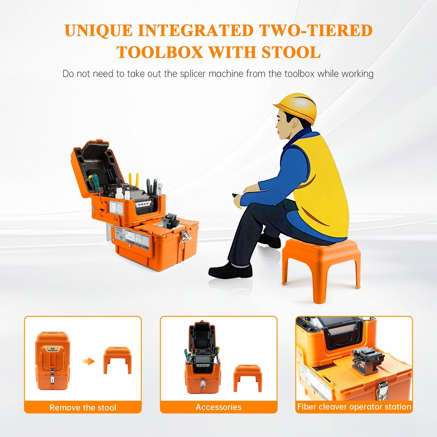 SENDUN Fiber Optic Fusion Splicer with OPM and VFL, Six Motor Core Alignment Fiber Splicer Machine with 7200 mAh Battery & 4.3-inch Touch Screen, Astonishing Fast 5s Splicing & 11s Auto-Heating, SD-9C