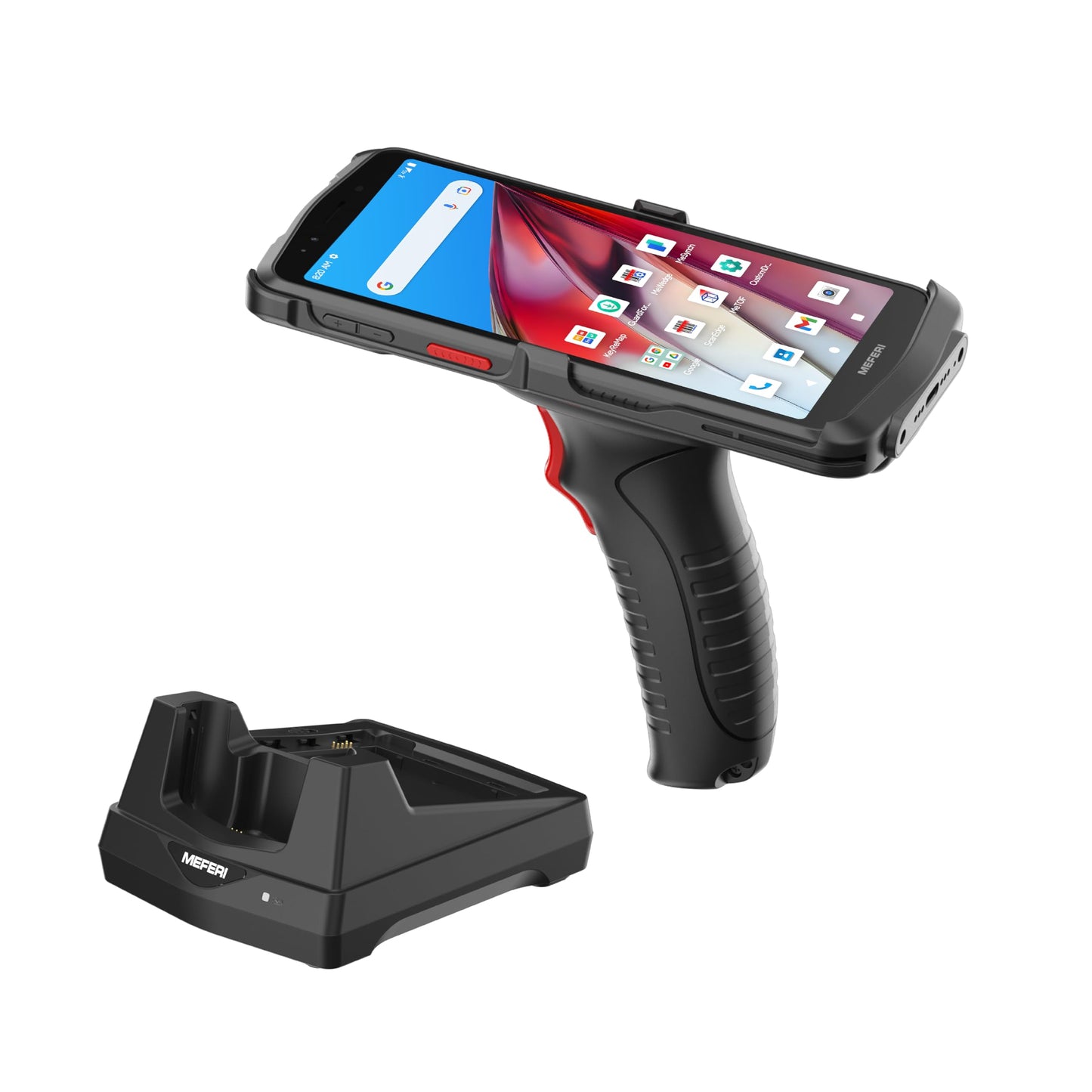 MEFERI ME61 Android Barcode Scanner with Pistol Grip and Charging Cradle, Equip SE4710 Scan Engine, PDA Handheld Mobile Computer, 1D 2D QR, Wi-Fi 4G BT GPS NFC, 6" Full-Screen, PDA for WMS
