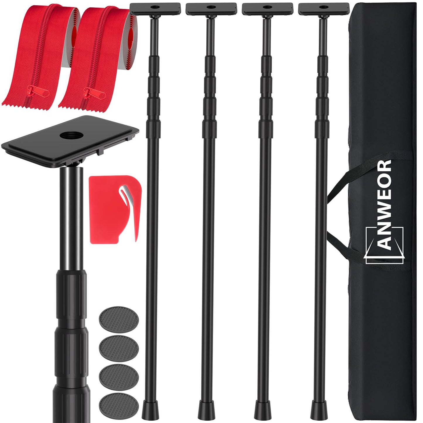 10FT Dust Barrier Poles Kit,Spring Retractable Zipper Wall Poles for Dust Barriers System,Home & Construction,Spring Barrier Loaded Poles for Renovation & Construction Renovation(Exclusive Patent)