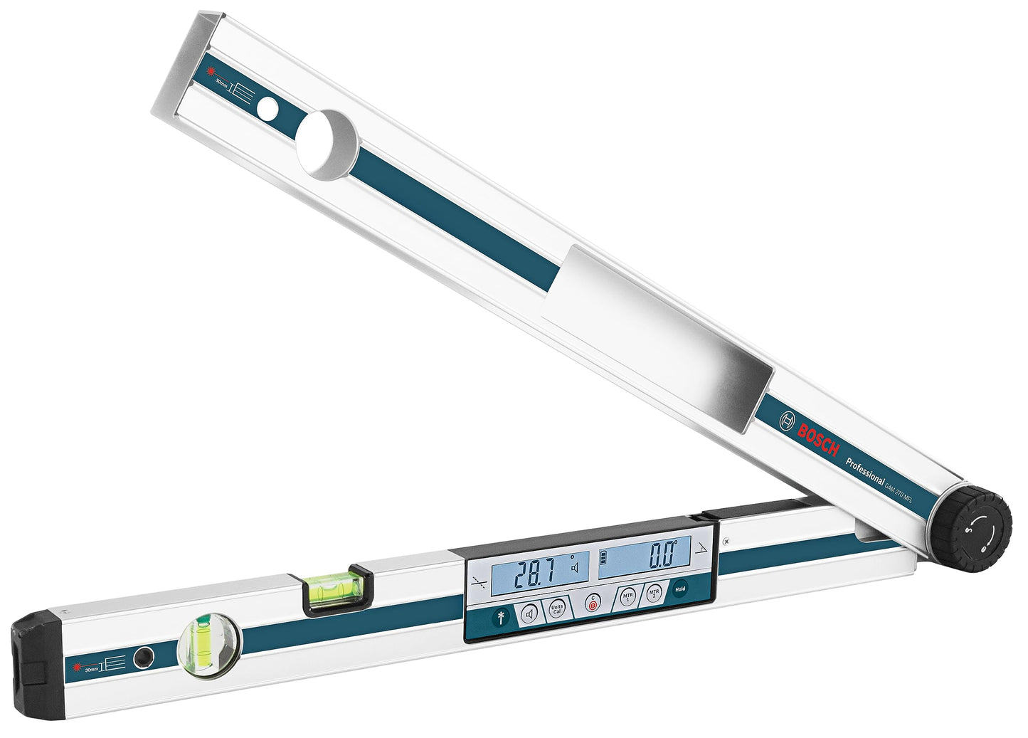 BOSCH GAM 270 MFL 5-in-1 Digital Angle Finder and Inclinometer, Includes Leg Extension, 4 AA Batteries, & Carrying Case