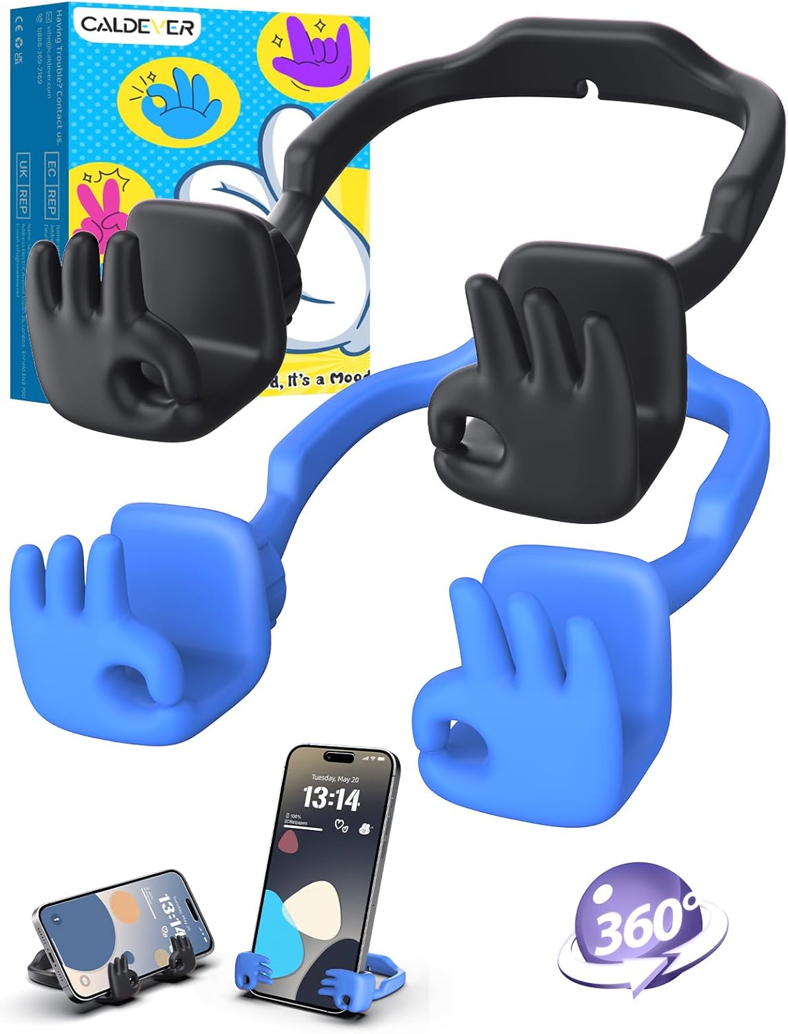 CALDEVER 2 Pack Gifts for Teens Boys Men Kids Cell Phone Stand: Teenage OK Sign Phone Holder for Desk Gift for Adults