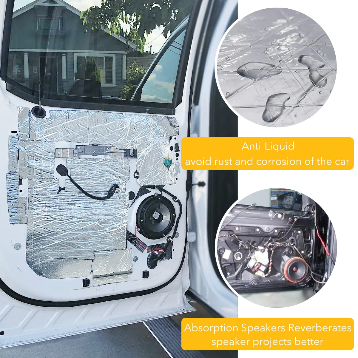 KOIKEY Car Sound Deadening Mat, 197mil (5mm) 8.7 sqft Closed-Cell Foam Car Insulation Material, Aluminum Foil Heat Shield, Waterproof Self-Adhesive Sound Deadener, 8 Pcs