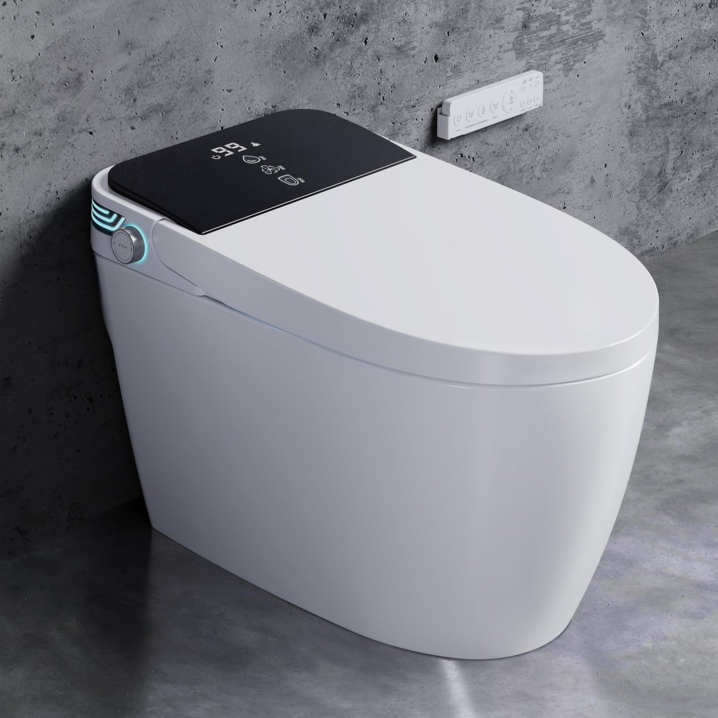Loniko Smart Toilet with Bidet Built-In, Tankless Powerful Dual Flush, Auto Open/Close & Auto Flush, Elongated Heated Seat, Instant Warm Water & Dryer, LED Night Light & Temp Display