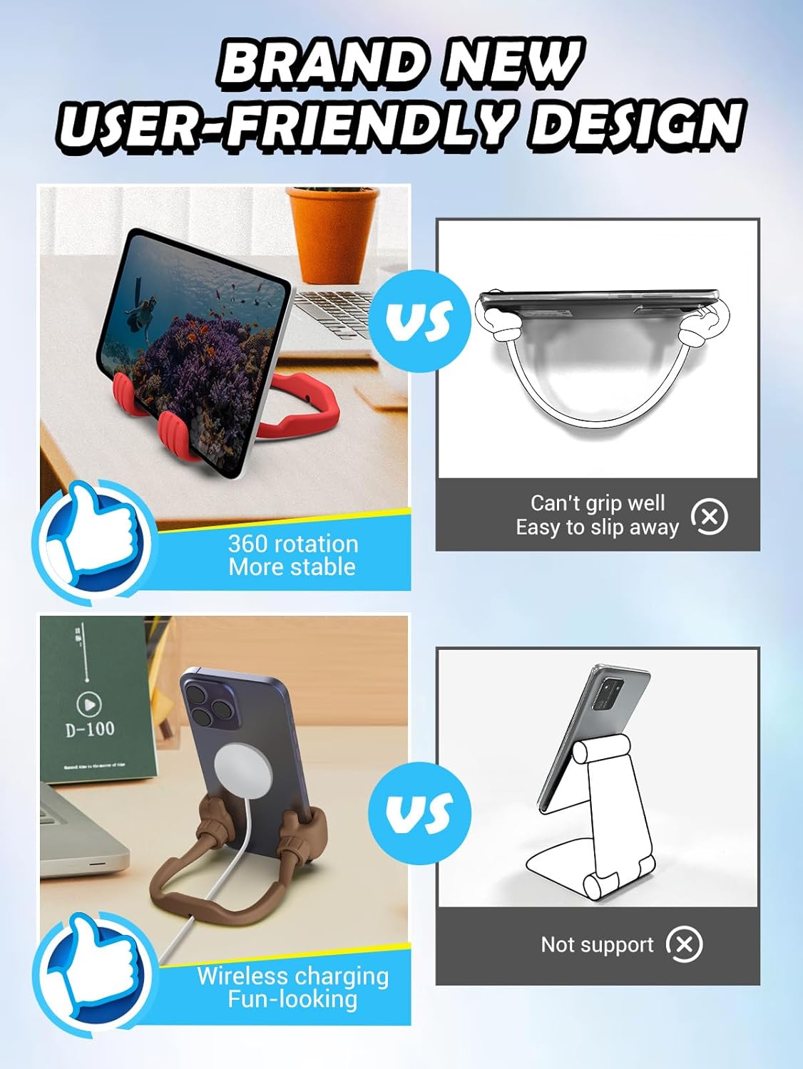 CALDEVER Gifts for Teens Girls Women Kids Cell Phone Stand: UPGRADE Adjustable Thumbs Up Lazy Phone Holder for Desk