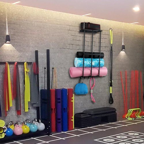 Camping Chair Rack - Wall-Mounted Metal Organizer with 4 Hooks for Garage Storage & Beach Chairs