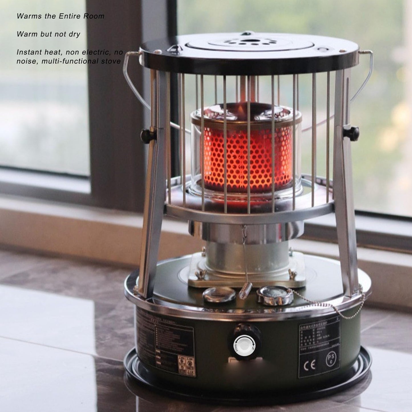Indoor Kerosene Heater, Portable Kerosene Heater, 5.2L Tank 20-25 Hours Heating with Adjustable Height Safety Net, for Camping Garage Home Emergency Indoor Outdoor Use (Complete accessories)