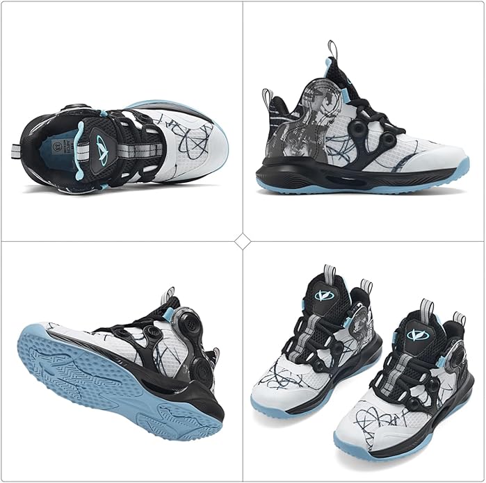 VITUOFLY Kids Basketball Shoes Boys Air Cushion Sneakers Girls Mid Top School Hoops Shoes Non-Slip Outdoor Sports Running Gym Comfortable Durable Little Kid/Big Kid