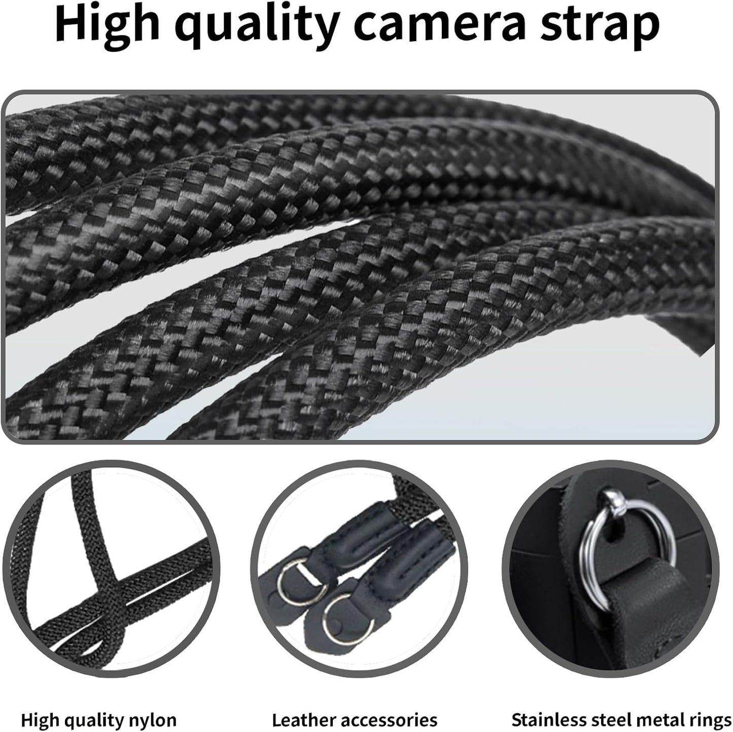 KONXISA Material,100cm Universal Camera Strap, Camera Neck Shoulder Strap with Nylon Vintage Climbing Rope for DSLR