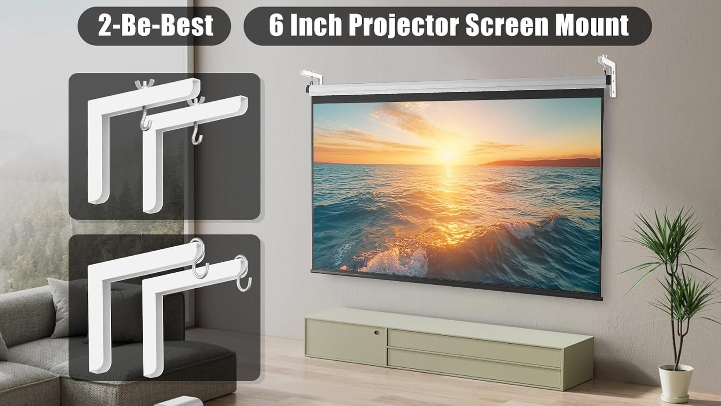 2-Be-Best 6 inch 84 lbs 38kg Universal Projector Screen Mount, Adjustable with More Hooks Projector Screen Wall Mount
