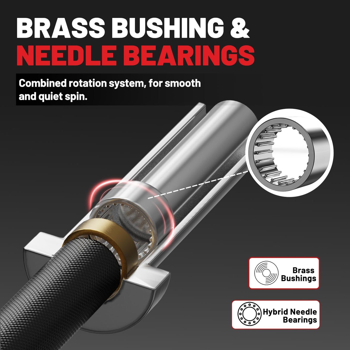 PAPABABE Olympic Barbell, 4ft Short Barbell for Strength Training and Technique Adjusting, 2 inch Olympic Bar with Volcano Knurling Spin Sleeves Comfortable Grip for Bench Press Curls Deadlifts home gym Beginner BlackSilver