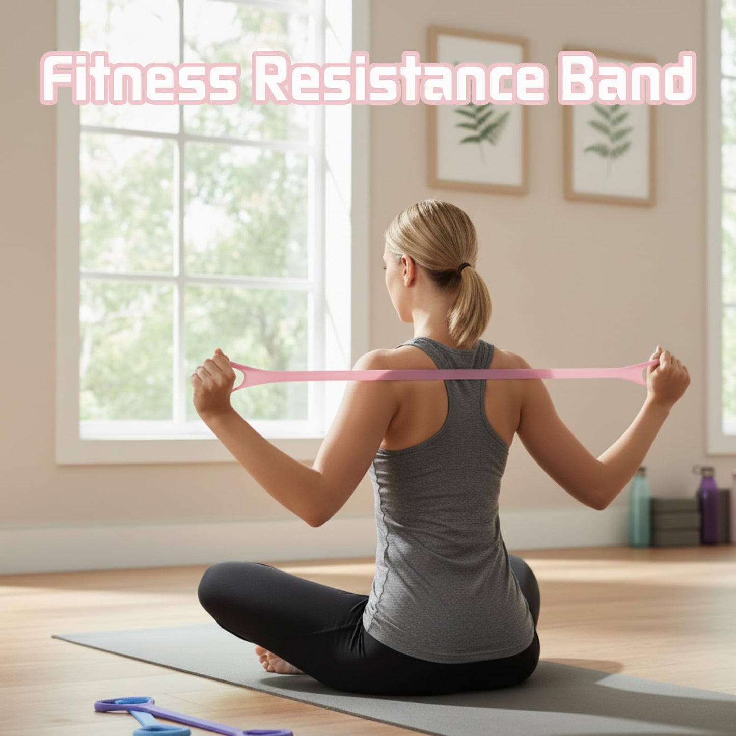 Figure 8 Fitness Resistance Band, Exercise Resistance Bands for Women, Resistance Bands with Handles for Arms, Back, Shoulders, Legs and HIPS Working Out (3Pcs)