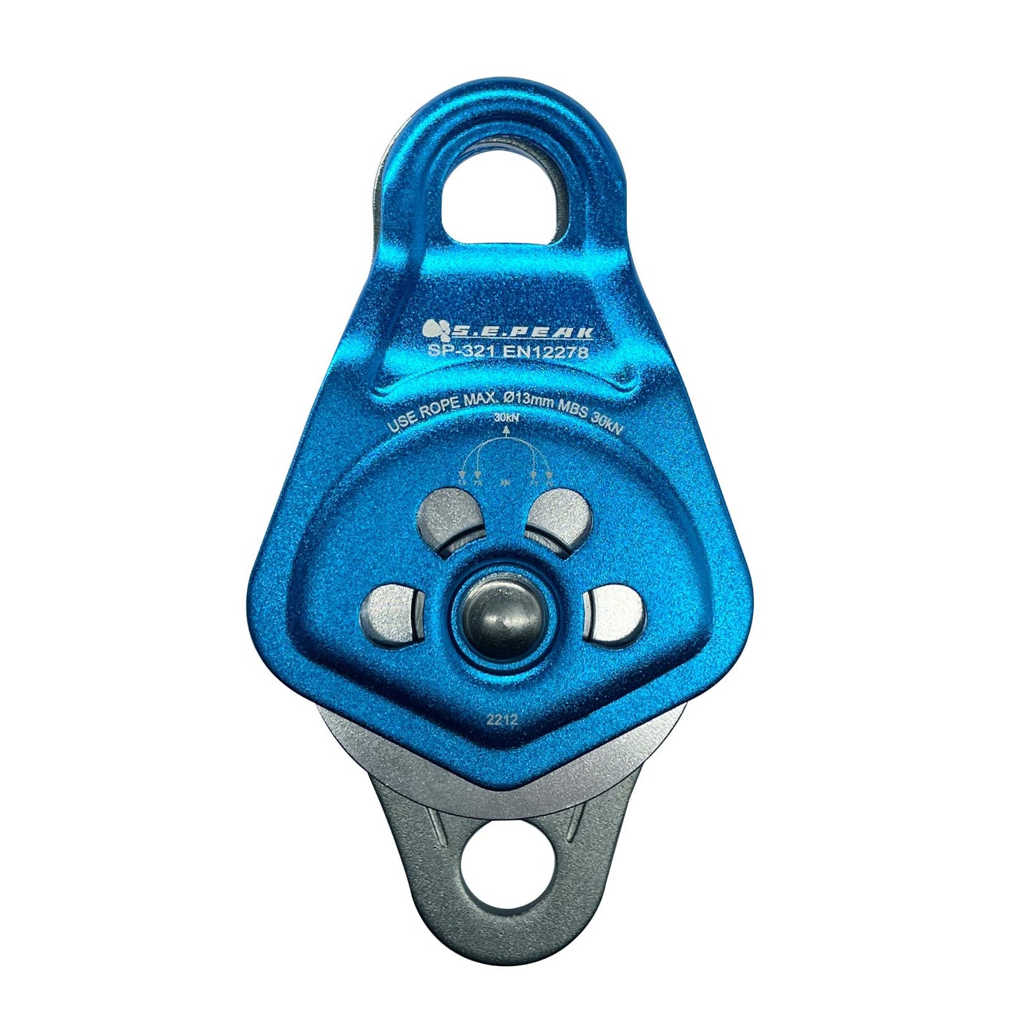 S.E.PEAK 30kN Upgraded Rescue Double Pulley Sheave with Swing Plate,CE High Strength Pulley for Backyard Zipline, Climbing, Rock Rescue Lifting, Hauling, Fit Rope up to 13 mm/Holds Up to 6750lbs,Blue