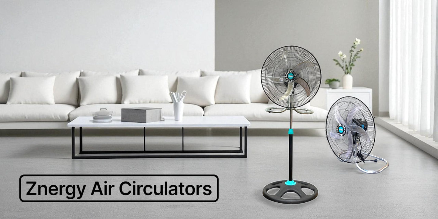 ZNERGY 2 Packs 3850CFM 18inch 2in1 Modern Industrial Floor and Stand Fans Metal Blades 3 Speeds Oscillation Adjustable Heights for Livingroom, Dining Room, Bedroom, Dorms, Garage and Kitchen
