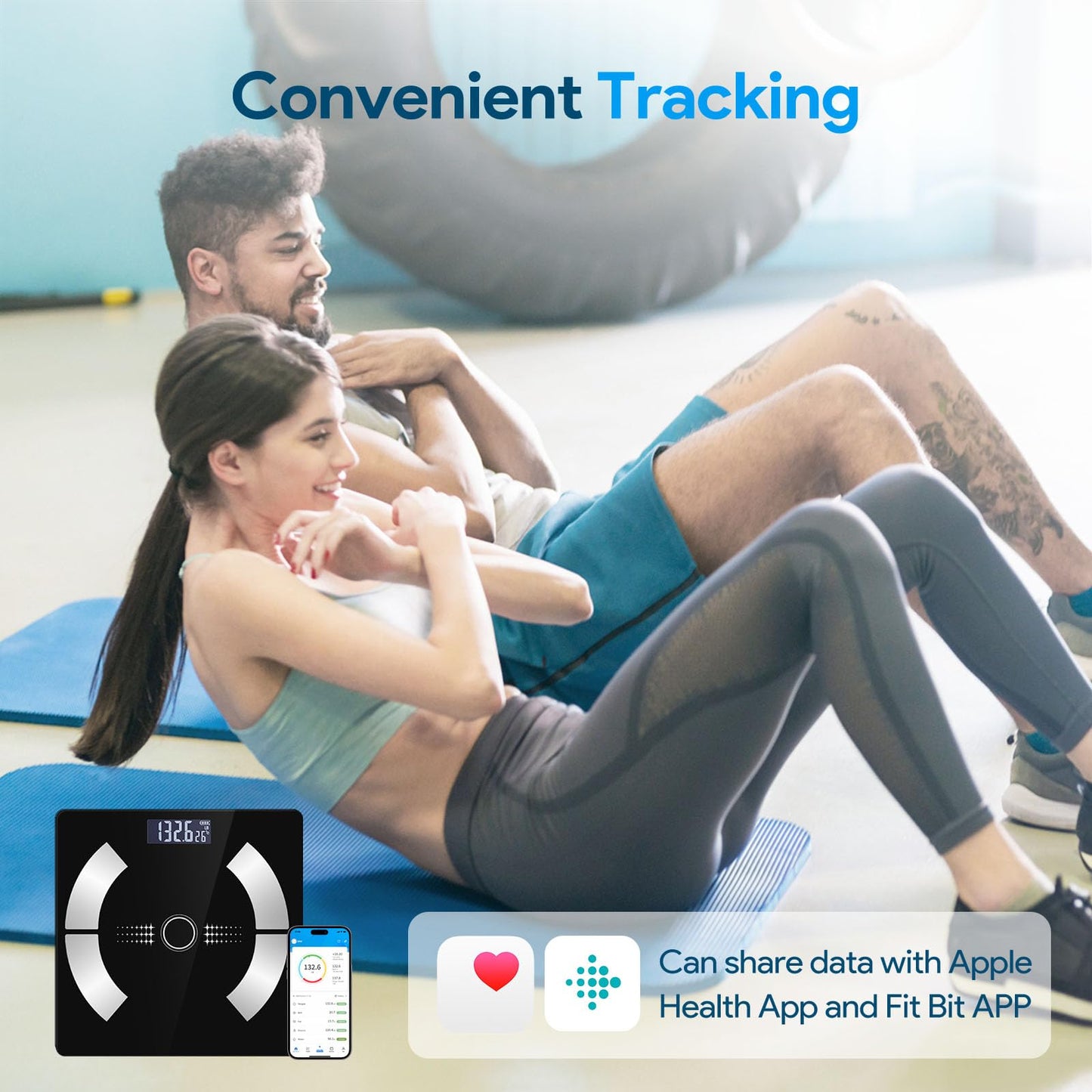 Smart Body Fat Scale - Accurate Digital Bathroom Scale with Bluetooth, 16 Essential Measurements Including Muscle Mass, Bone Mass, Body Water, BMI, and Visceral Fat【Black】