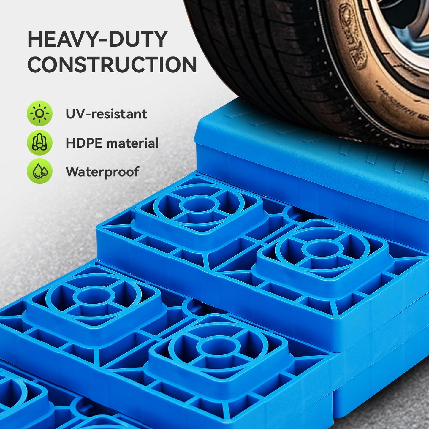 RVMATE 12 Pack RV Leveling Blocks, Heavy Duty Camper Leveling Blocks, Levelers for RVs, Reduce Trailer Movement, Trailer Leveling Blocks，RV Leveling System Great for Single and Dual Wheels