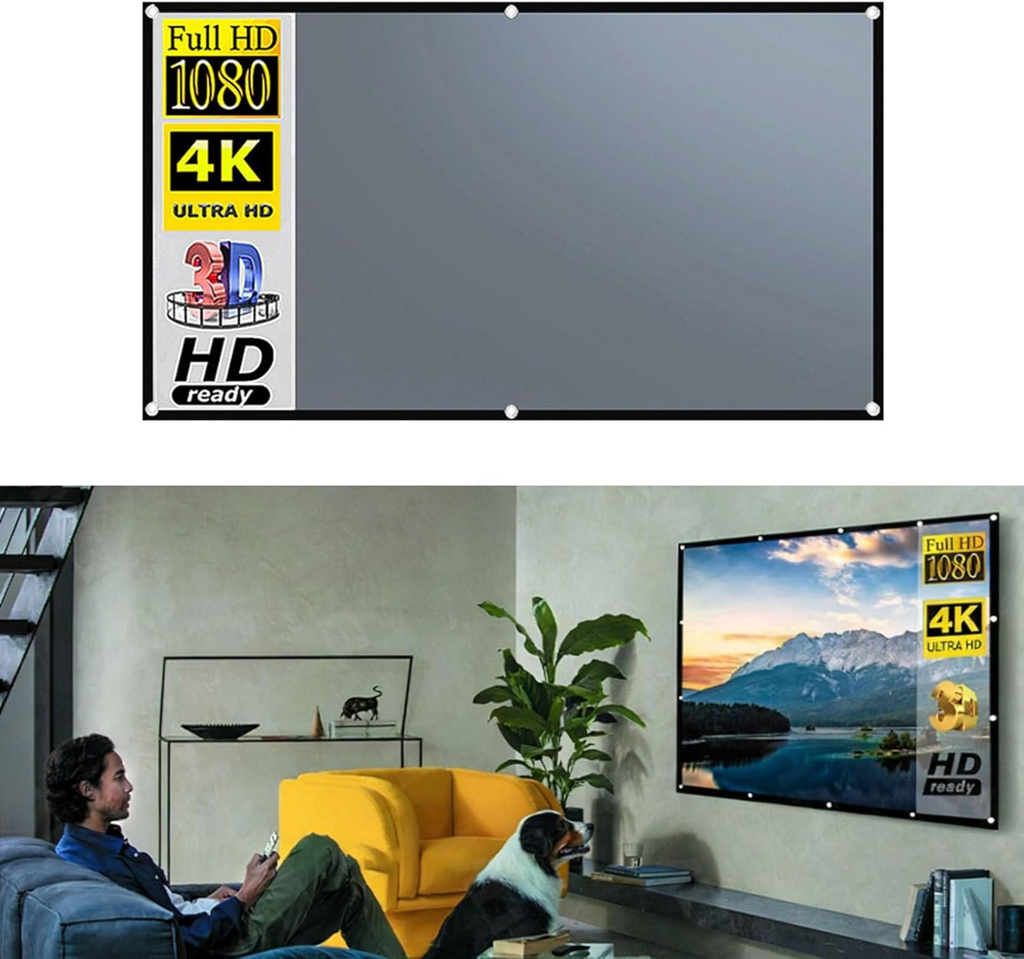 SHYYOULQE Metal Anti-Light Projector Screen Portable Foldable Frame Indoor Outdoor Viewing No Tools Needed Wide Viewing