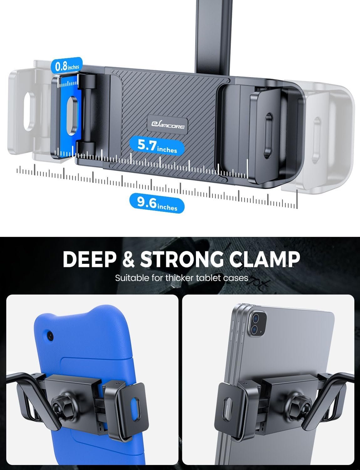 eSamcore 360 6-11 Tablet Holder for Car Dashboard, Windshield Mount Holder for iPad & Foldable Phone Stand with Stable