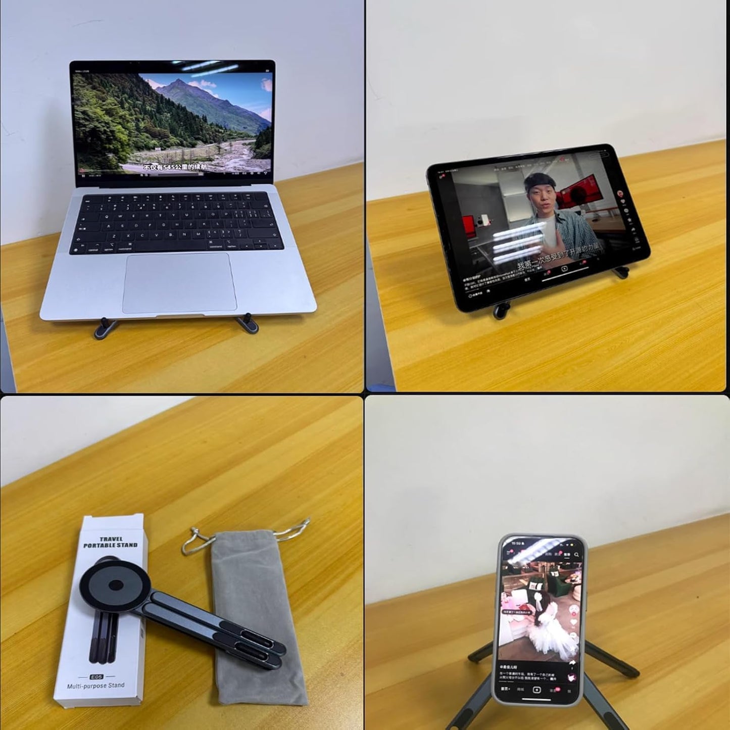 BONERUY 8 3 1 Laptop Stand for Desk, Adjustable Aluminum Alloy Magnetic Foldable Phone Stand, Level Height Adjustable