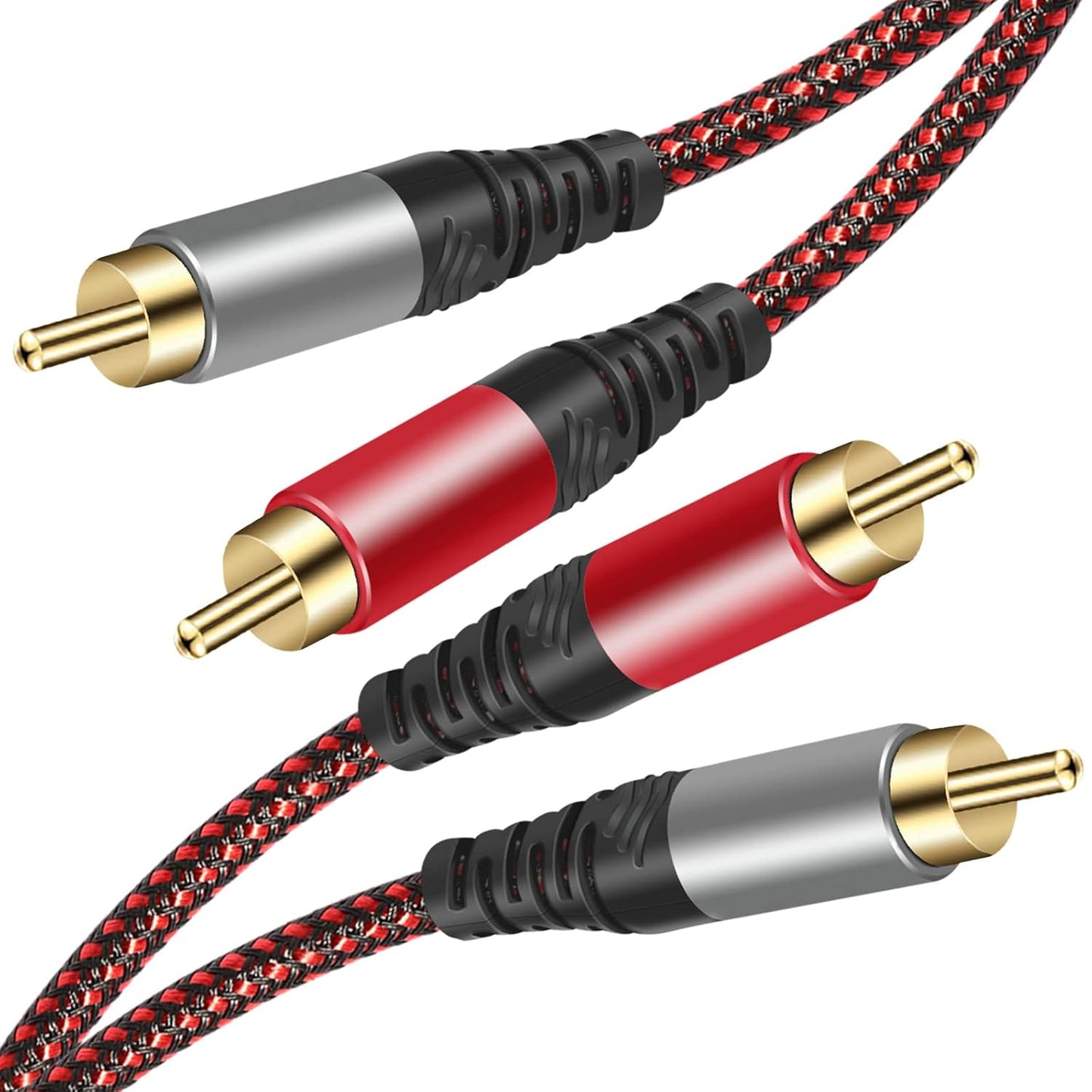 Tiierzon 5Ft,2Rca 2-RCA (5Ft) RCA Cable Male to Male Audio Stereo Subwoofer Cable [Hi-Fi Sound] Nylon-Braided Auxiliary