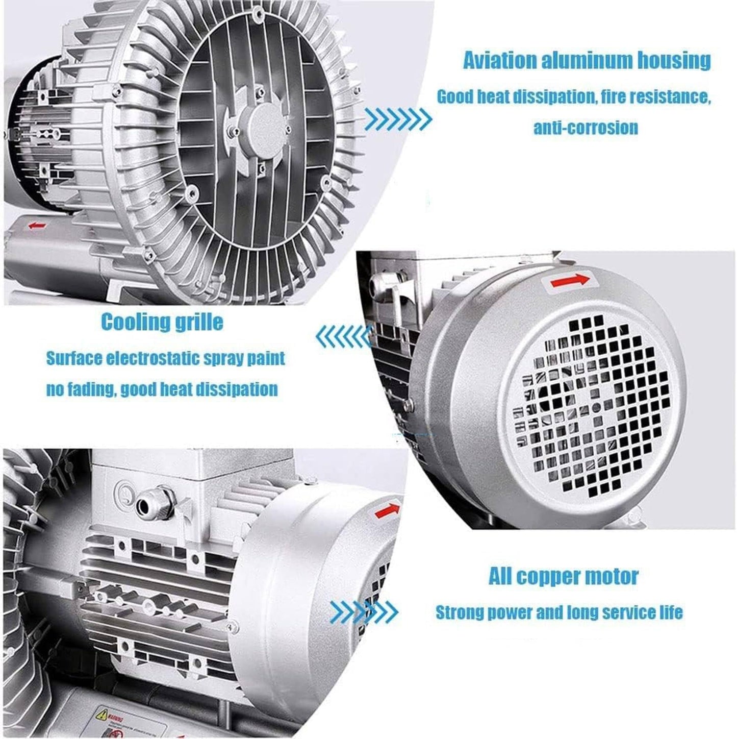 High-Pressure Regenerative Blower 120W-1100W, 110V Single Phase Vortex Ring Turbine Blower, 50Hz Industrial Vacuum Pump, 0.74HP Efficient Airflow Solution