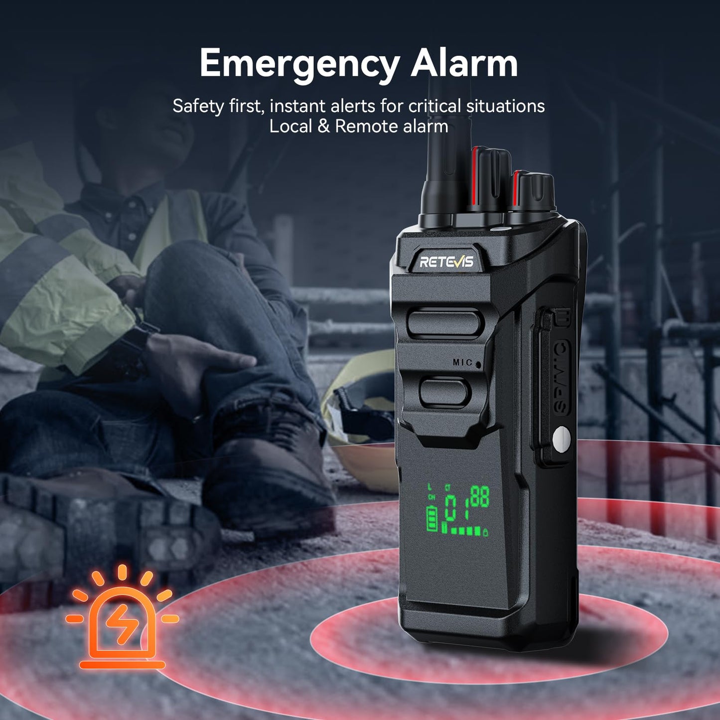 Retevis RT48H (2rd Gen RT48) Waterproof Walkie Talkies, Rugged 2 Way Radio Long Range, Hidden Display Visible Channel, Professional Two Way Radio with Earpiece 6-Way Charger for Industry (6 Pack)