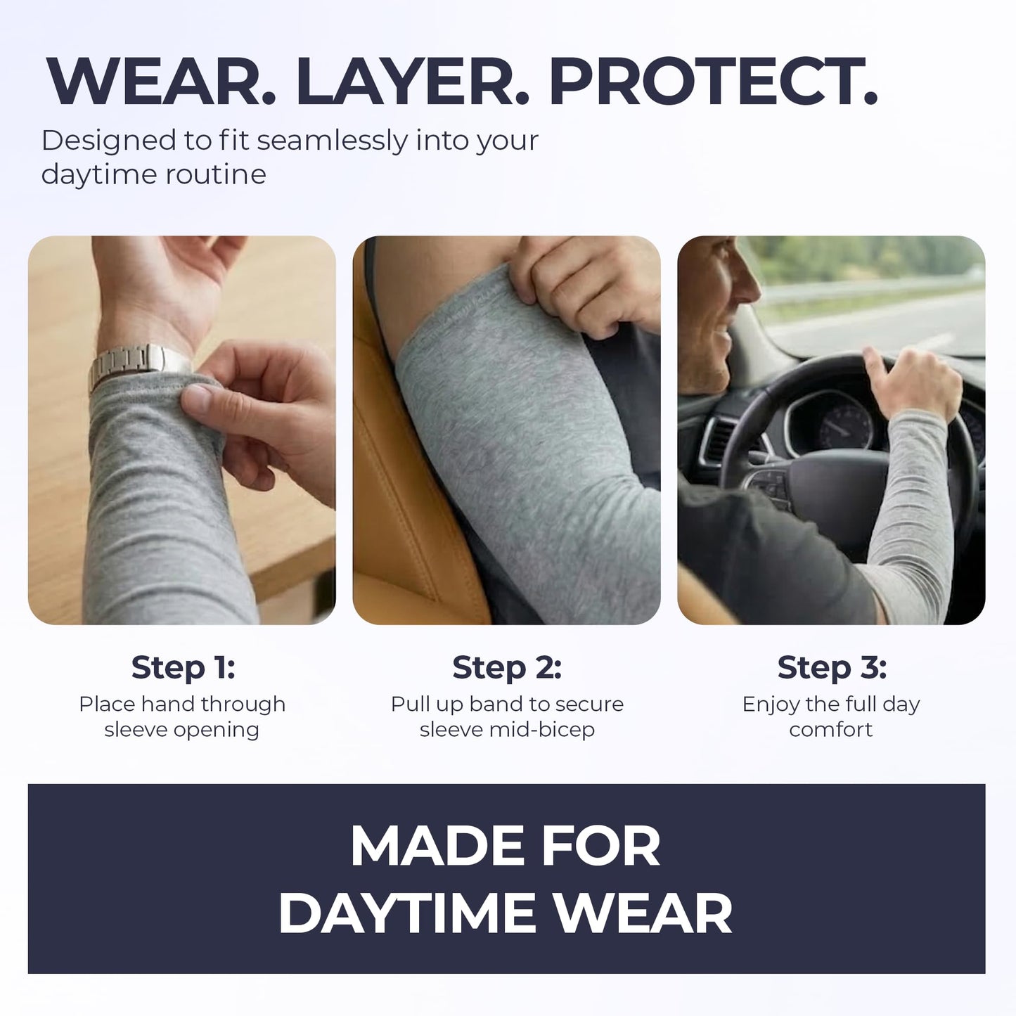 SoothingThreads 100% Organic Cotton Protective Arm Sleeves for Adults – Anti-Scratch All-Day Wear Elbow Sleeves with Secure Fit, Reusable & Washable – 1 Pair, S/M/L (Gray, Small)