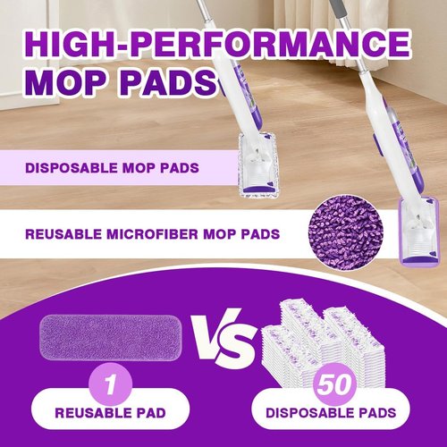 HOMEXCEL Microfiber Mop Pads - Reusable PowerMop Refills for 13''-15'' Spray Mop | Machine Washable, Pack of 4