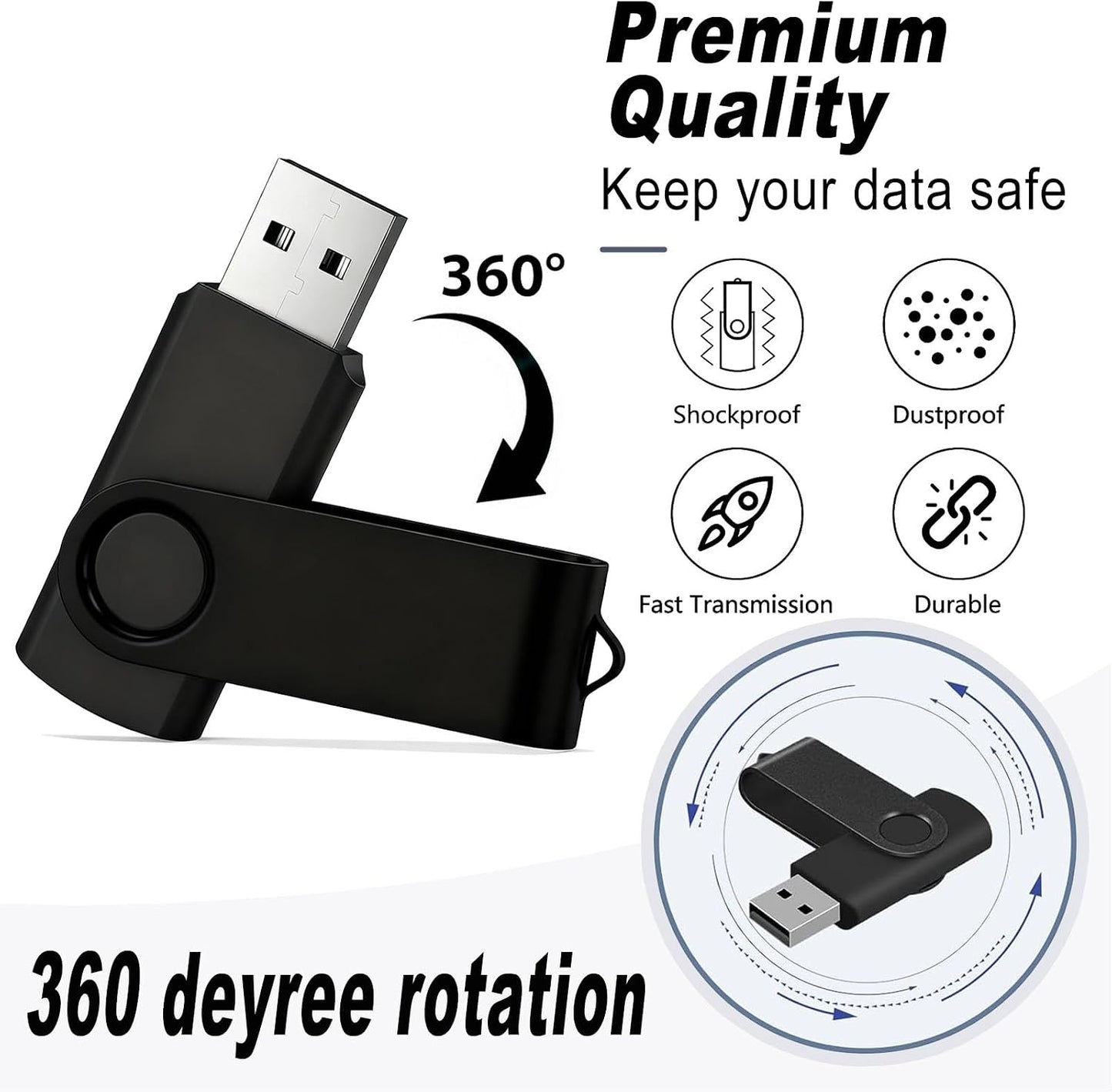 FEWINA 2GB 20 Pack USB2.0 Pack 20PCS 2GB Flash Drive Bulk USB USB Drives Thumb Drive Bulk Swivel Memory Stick Zip Drive
