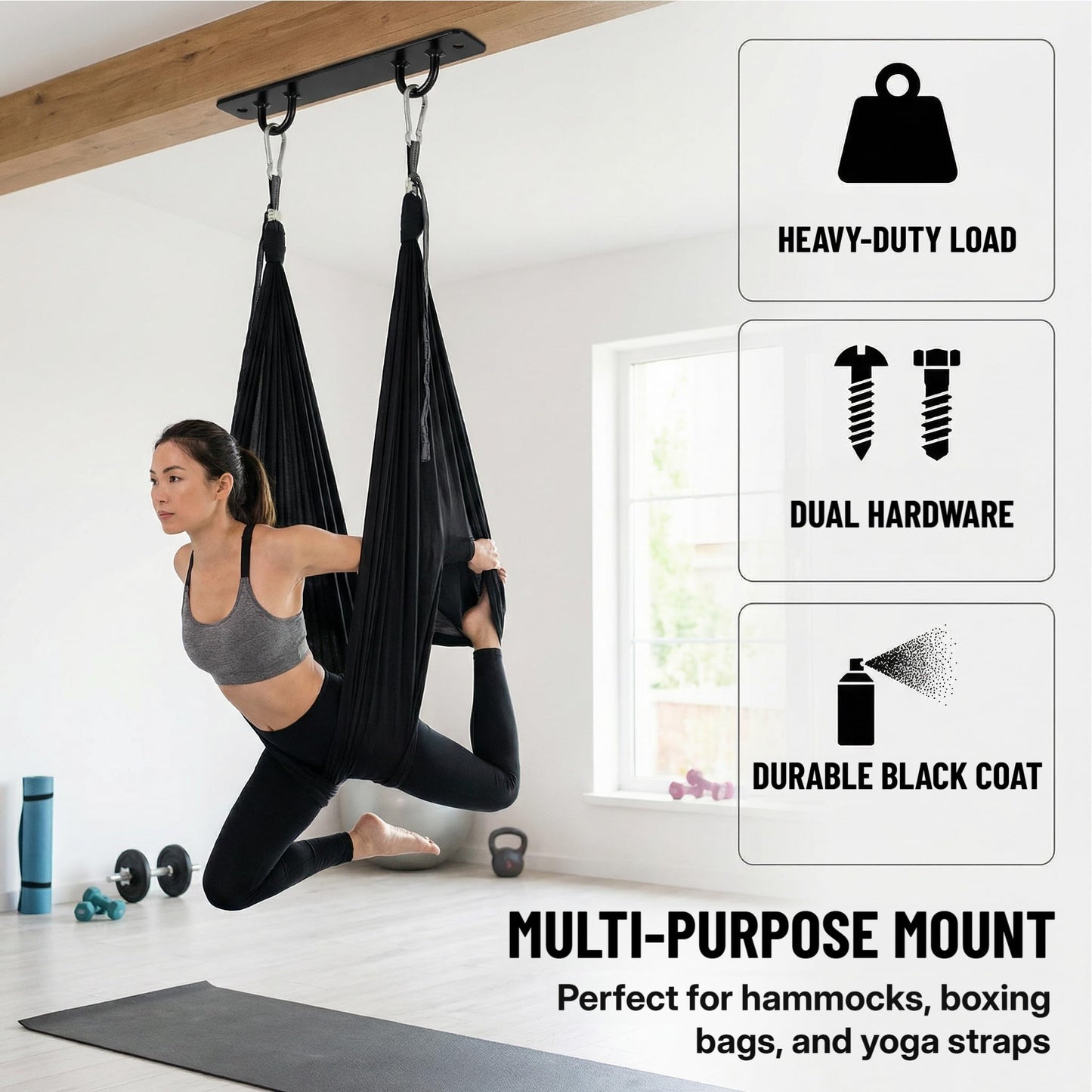 Lyellfe 2 Pack Battle Rope Anchor, Wall Ceiling Mount Bracket for Suspension Strap, Body Weight Strength Training Systems, Heavy Duty Hammock Hanging Kit for Battle Rope, Yoga and Gymnastic Rings
