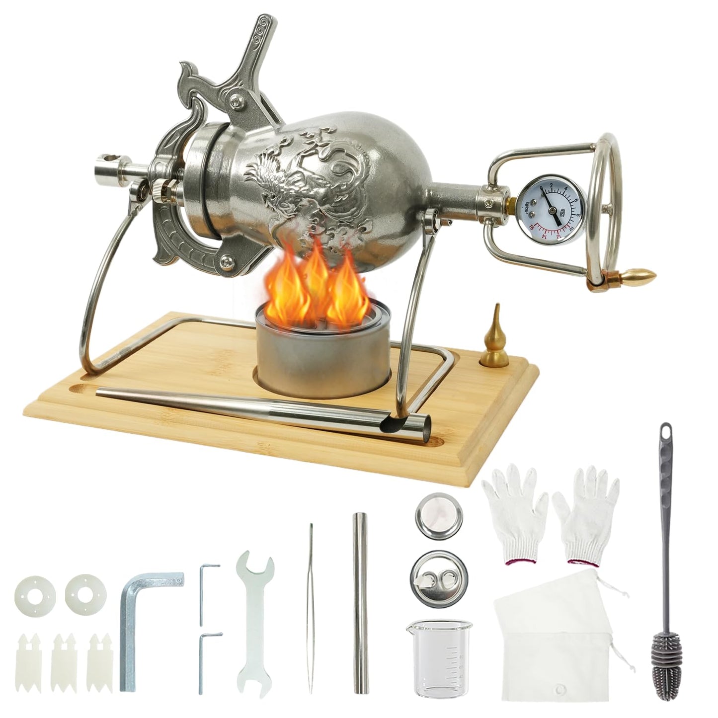 550ML Chinese Popcorn Cannon Machine, Chinese Popcorn Maker, High Pressure Popcorn Popper, Popcorn Machine for Family Gathering Party Fun (with Retro Gift Box and 2 Bags)