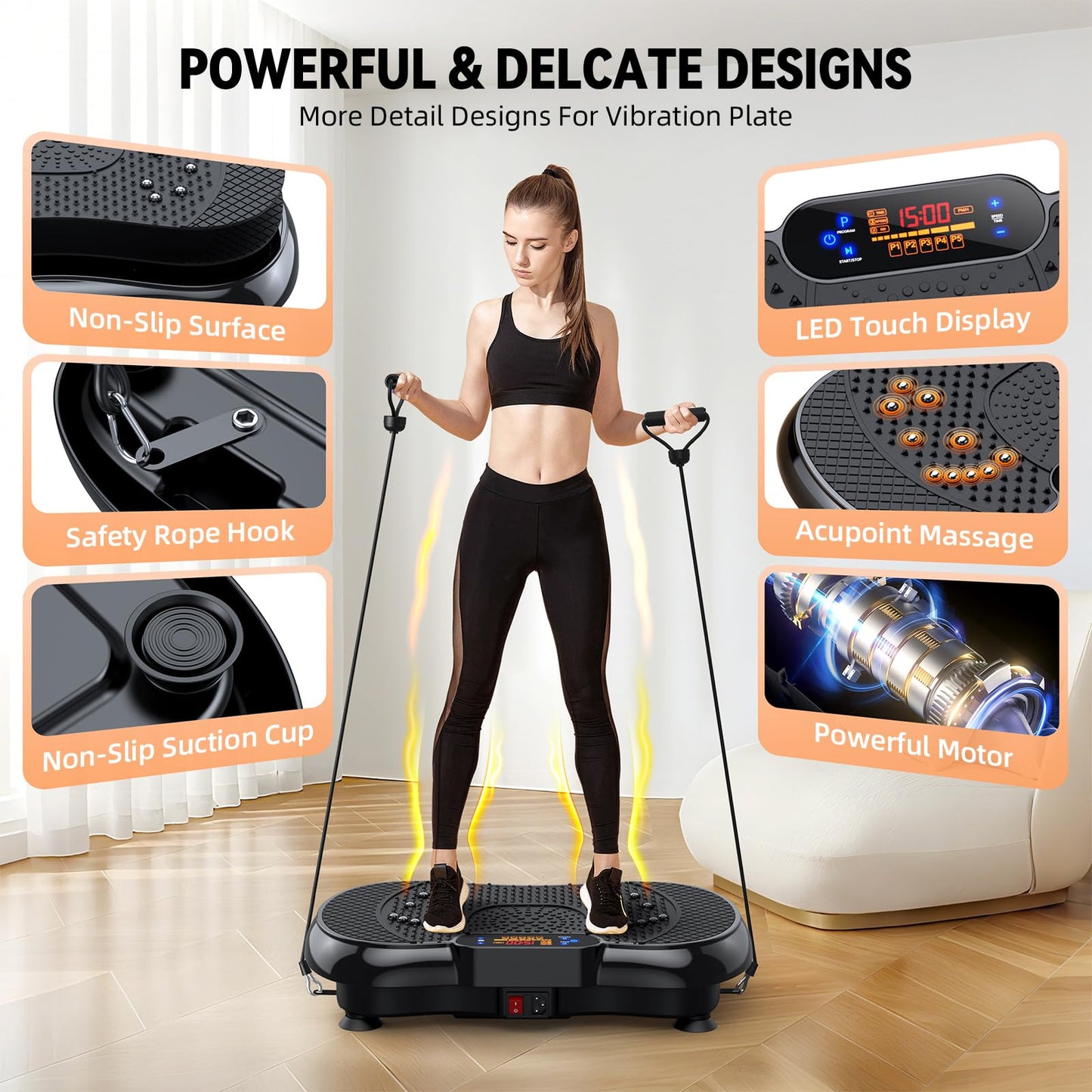 PBYRD Vibration Plate Exercise Machine 2025 Upgraded Vibrating Plate for Lymphatic Drainage Weight Loss 330Lbs, 999 Adjustable Speeds, Full-Body Shaker Vibration Platform for Women Men, Sport Home Gym