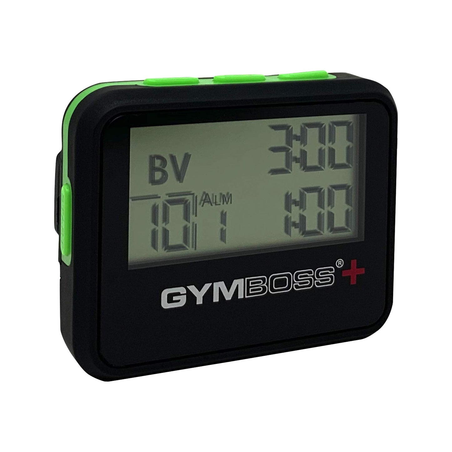 Gymboss Plus Interval Timer and Stopwatch and Gymboss Strap - Bundle (Black with Green Buttons)