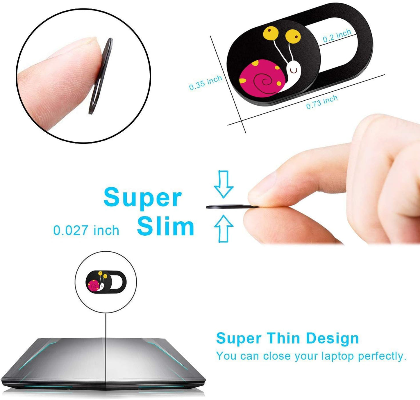 SIREG 0.027in 3 Pack) Webcam Cover Slide Ultra Thin Web Camera Cover for Laptops Smartphone PC Tablets for Protecting
