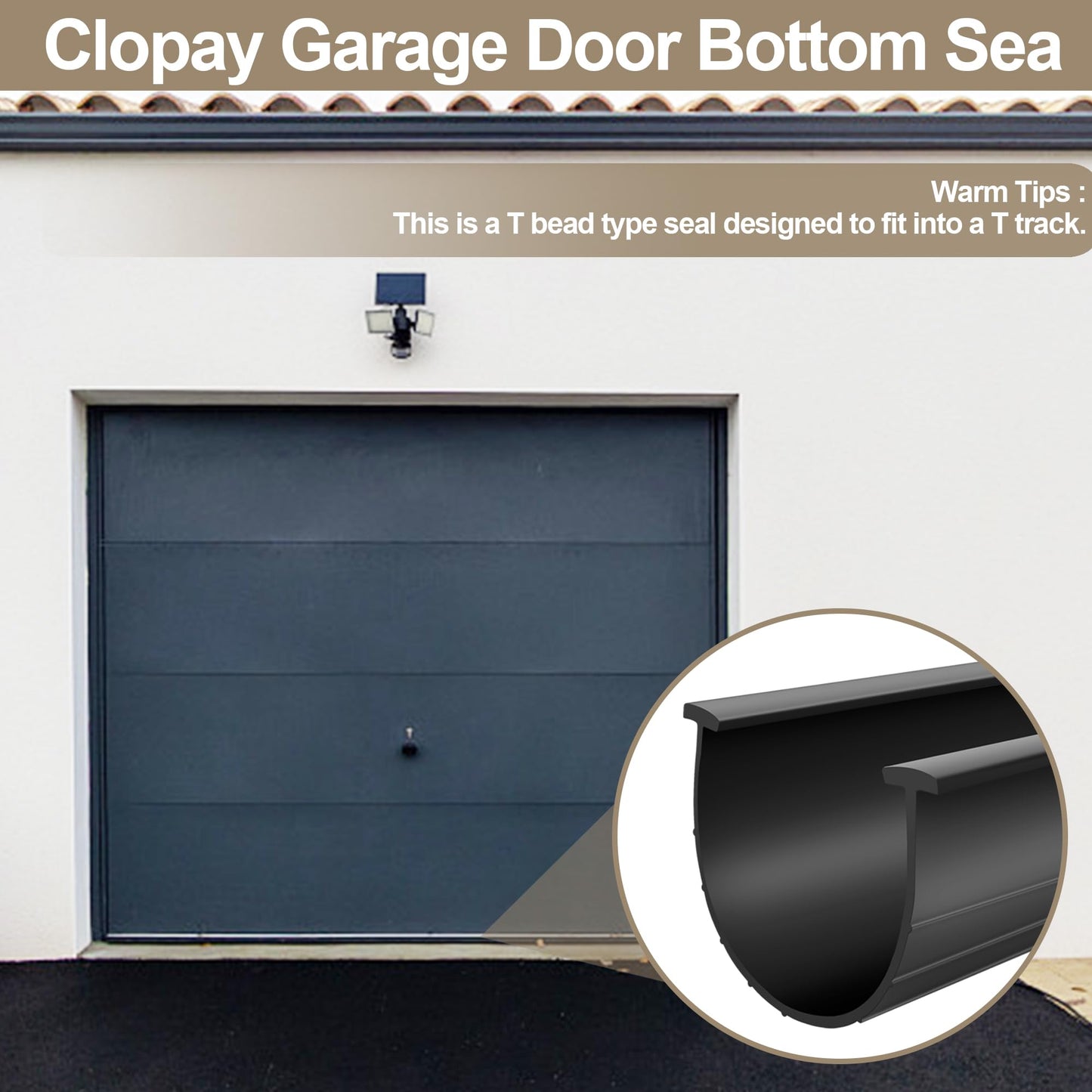 5/16" T Ends Garage Door Seals Bottom Rubber 16 Feet Fits U-Bottom Seal Weather Stripping and Threshold Seal Professiona Grade Rubber 3 3/4" Width X 16 Feet Lenth