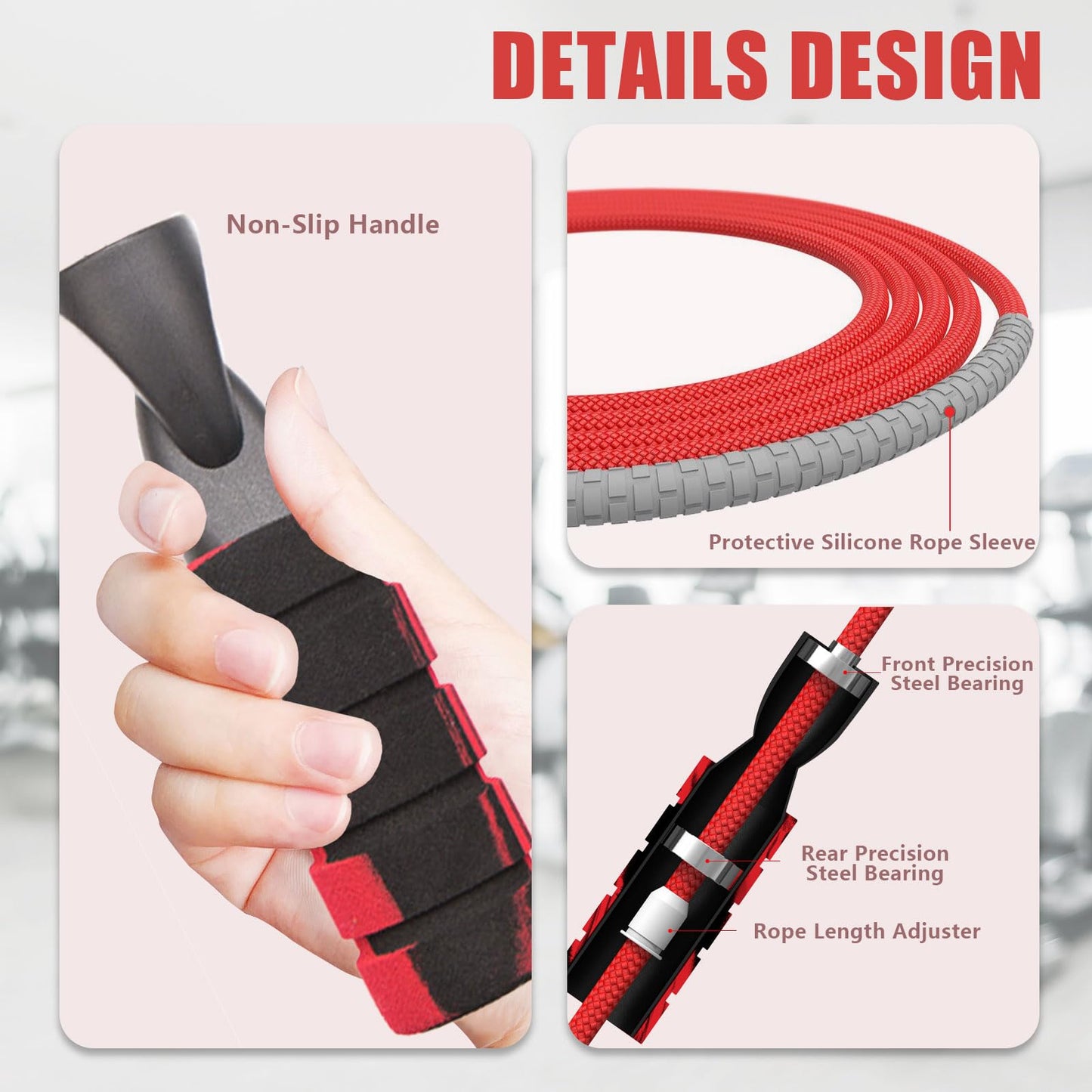 Jump Rope with Adjustable Length Cotton Rope Double Bearing Skipping Rope for Women Men Kids Jumprope Suitable Home, Gym, School Workout Equipment for Fitness & Weight Loss