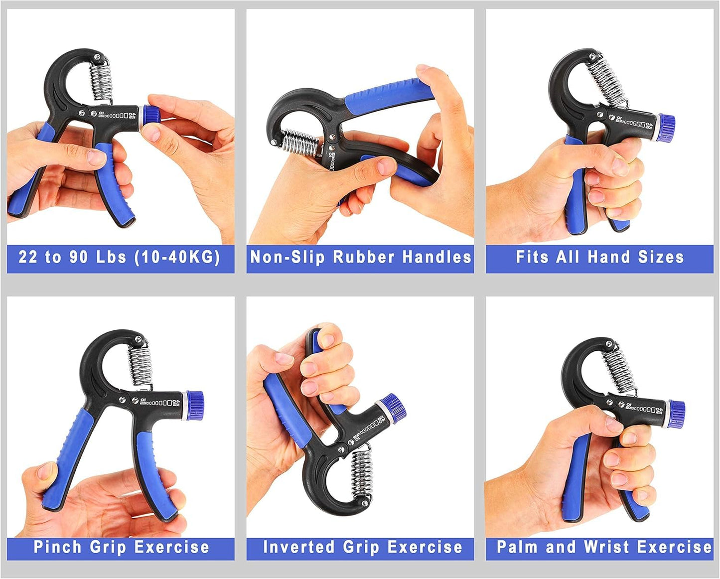 Grip Strength Trainer Hand Gripper Exerciser Strengthener with Adjustable Resistance 22-90 Lbs (10-40kg), Forearm Finger Strengthener Hand Exerciser for Muscle Building and Injury Rehabilitation