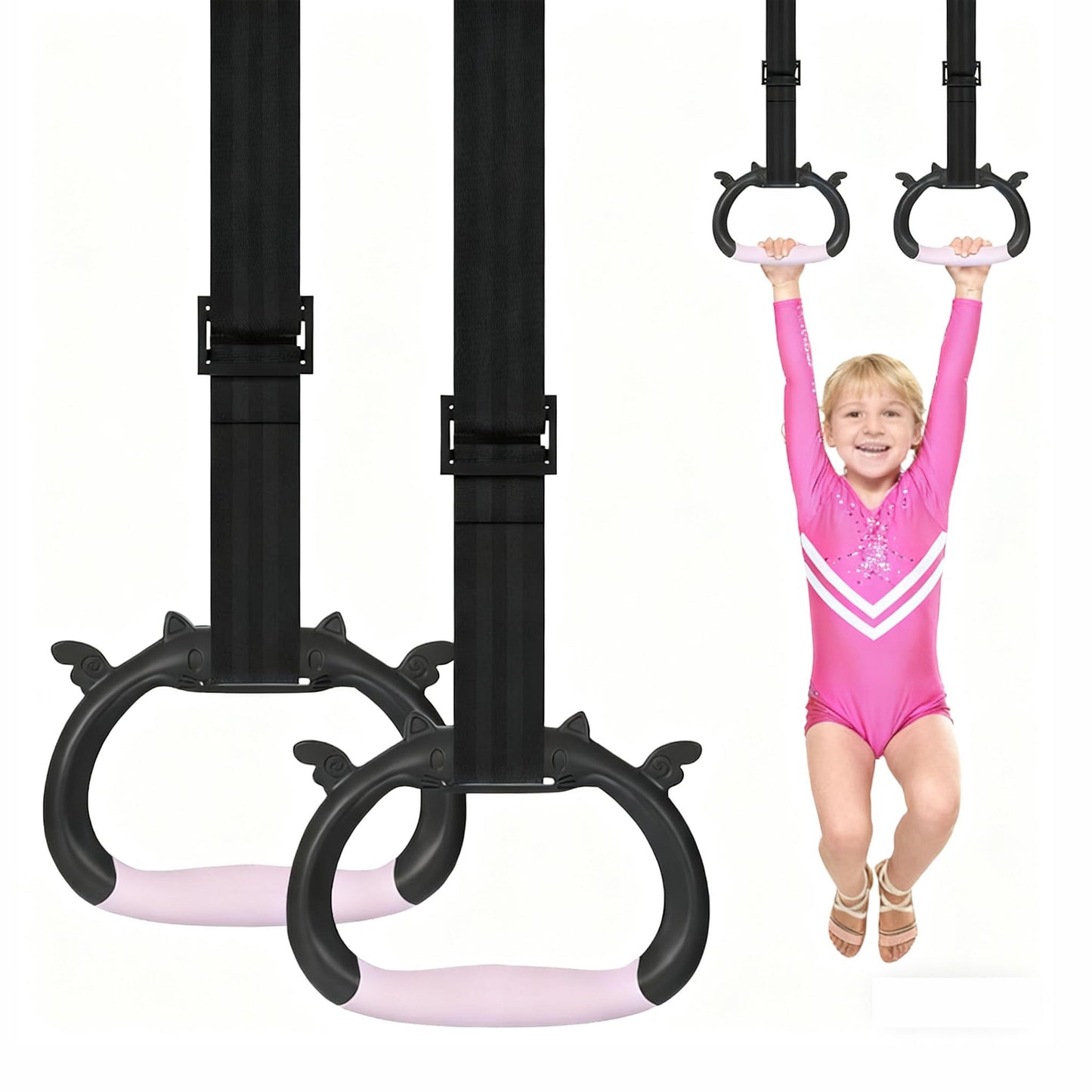 Liedrg Kids Adjustable Gymnastics Rings - Home Gym Strength Training Pulling Rings for Children Physical Fitness
