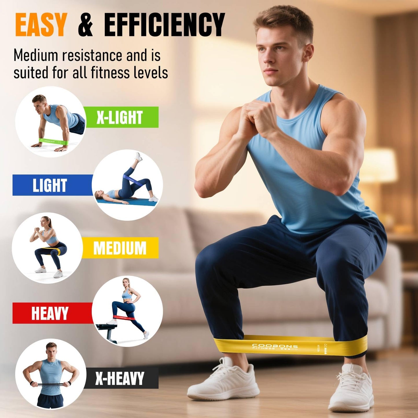 Resistance Bands for Working Out, Exercise Bands Resistance Bands Set with 5 Resistance Levels, Latex Loop Bands for Women Men, Workout Bands for Legs, Glutes, Strength Training, Yoga, Home Gym