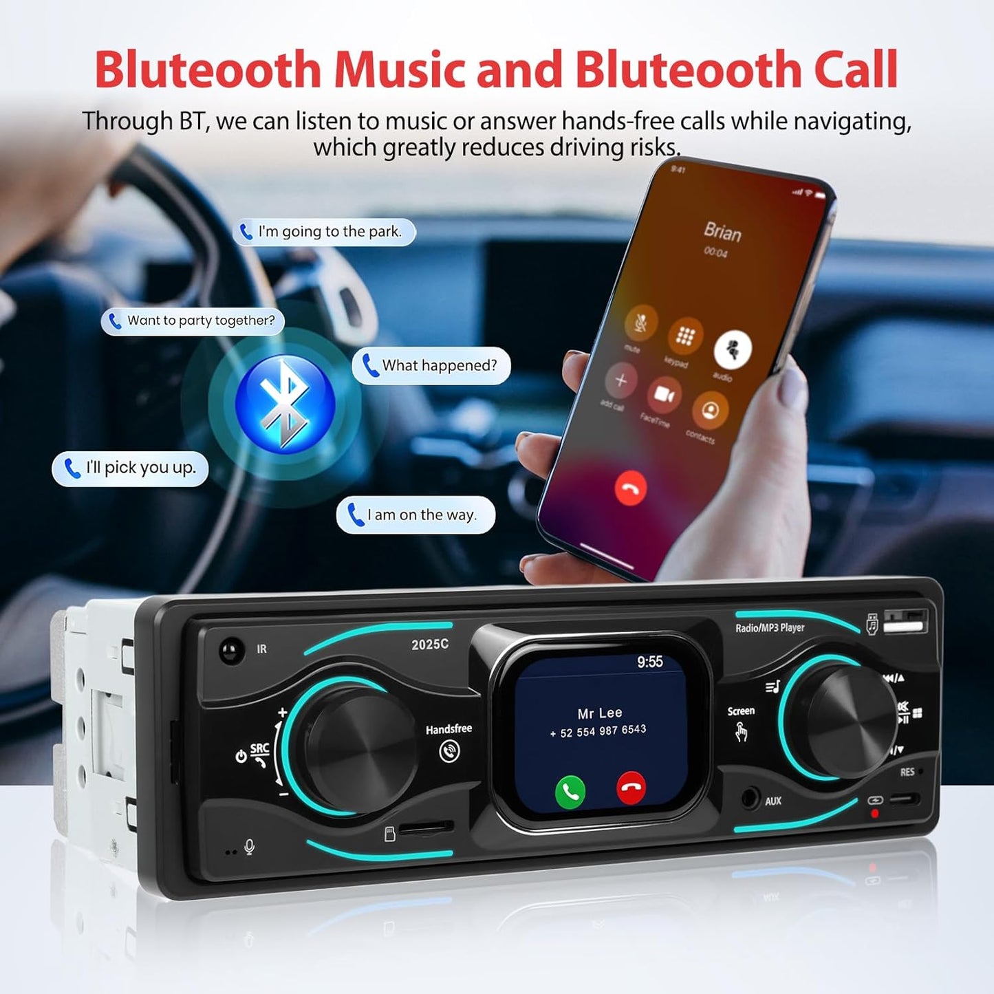 Motorsi 2.17" 12V MP3 Radio/MP3/SD/AUX-IN/USB/EQ/Quick Touch Screen Bluetooth Single Din Car Stereo Audio Player